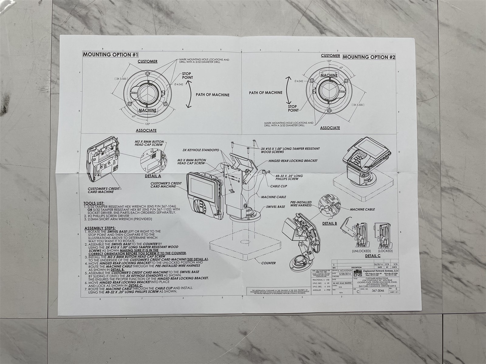 NEW VeriFone MX915 MX925 Credit Card Stand Locking Swivel Tilt w/ Key ENS Havis