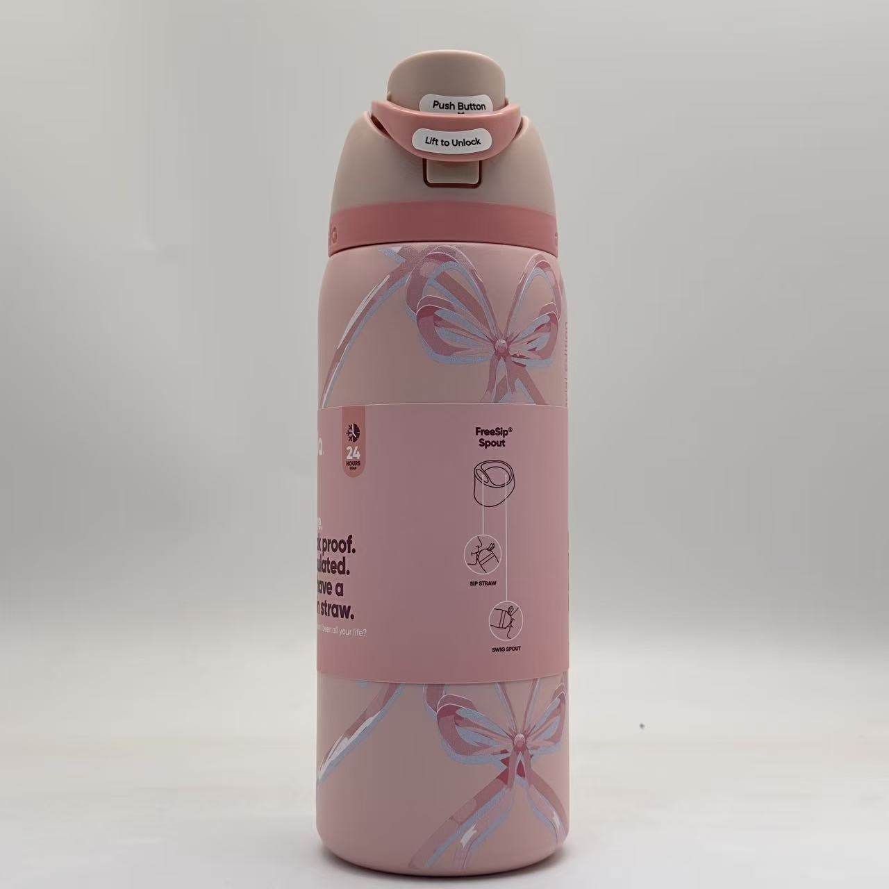 Owala FreeSip Sugar Plum Fairy 32 Oz Water Bottle Holiday Collection Pink