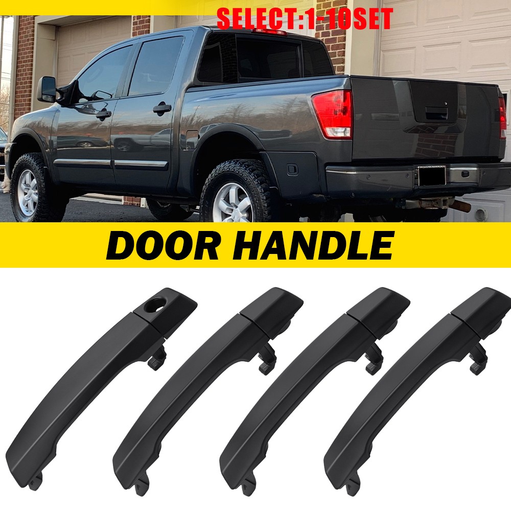 For Nissan Titan 2004-2015 Full Driver Passenger Black Outside Door Handle 4-40X