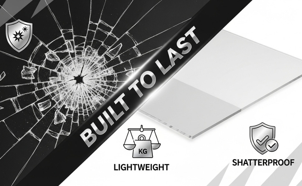 Clear Acrylic Sheet 36 in x 60 in - Crystal Clear, Strong, Shatter-Proof, Light