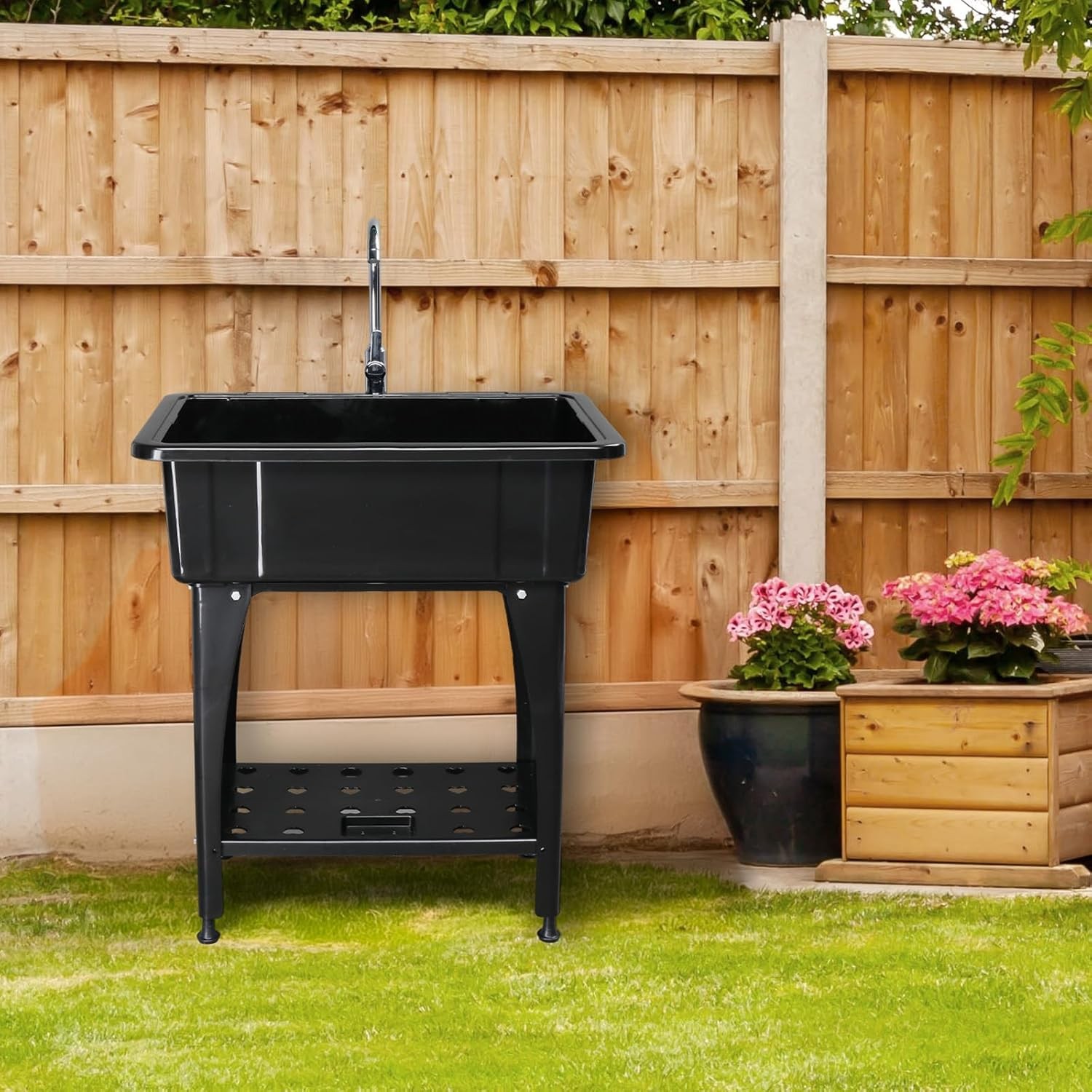 Upgrade Height Utility Sink Laundry Tub Freestanding Utility Sink with Faucet