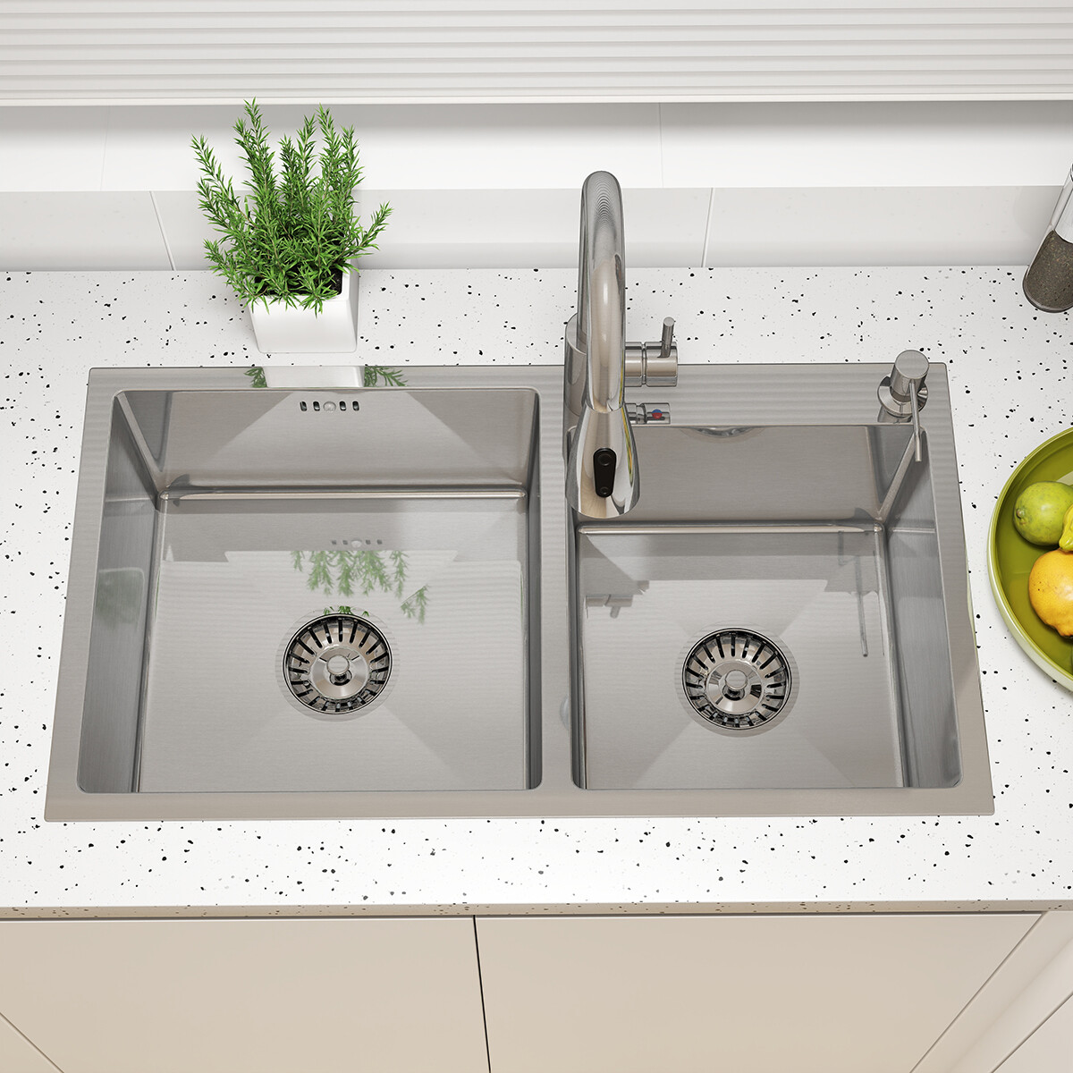 30"/32" Drop In Kitchen Sink Silver Stainless Steel Large Double Bowl Top Mount