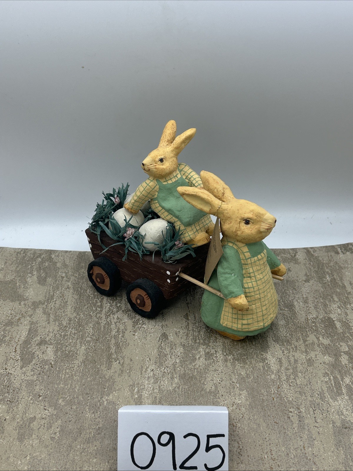 Paper Mache Bunnies With Cart And Eggs Made In Philippines