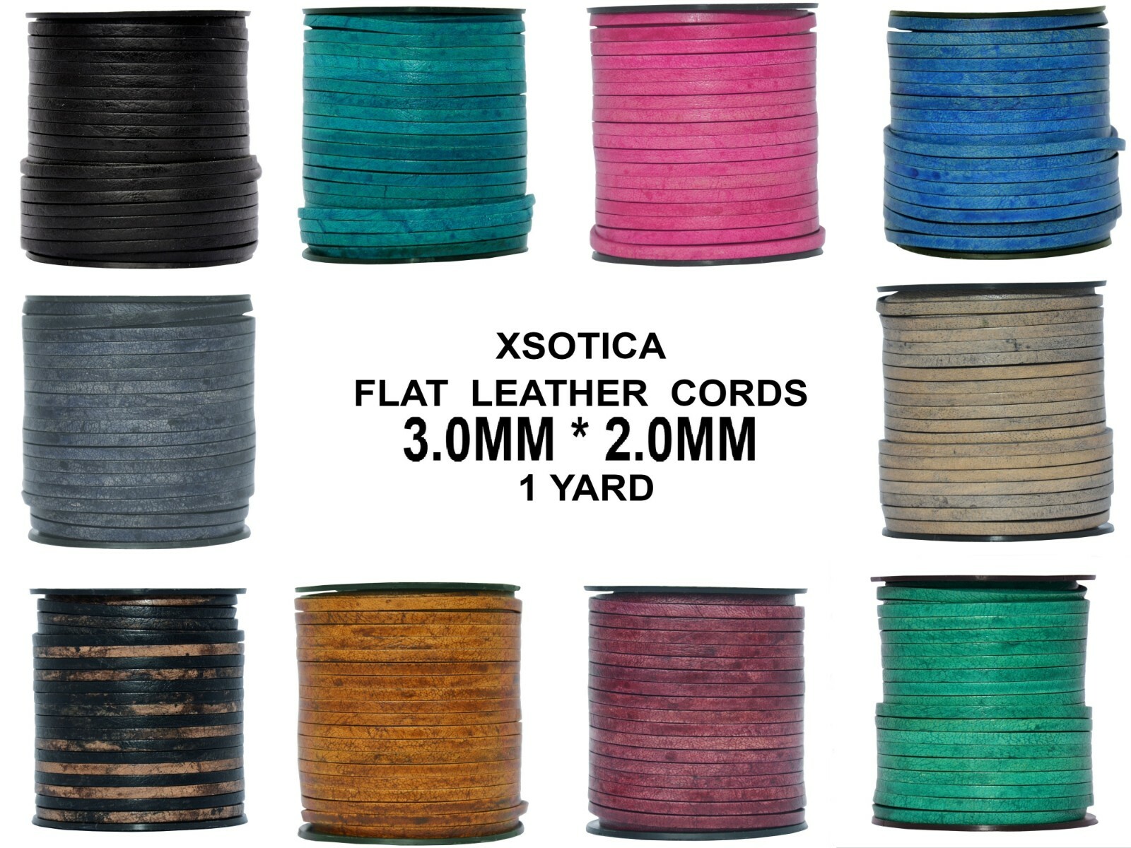 Xsotica® Genuine Flat Leather Cord - 3mm X 2mm  -1 Yard