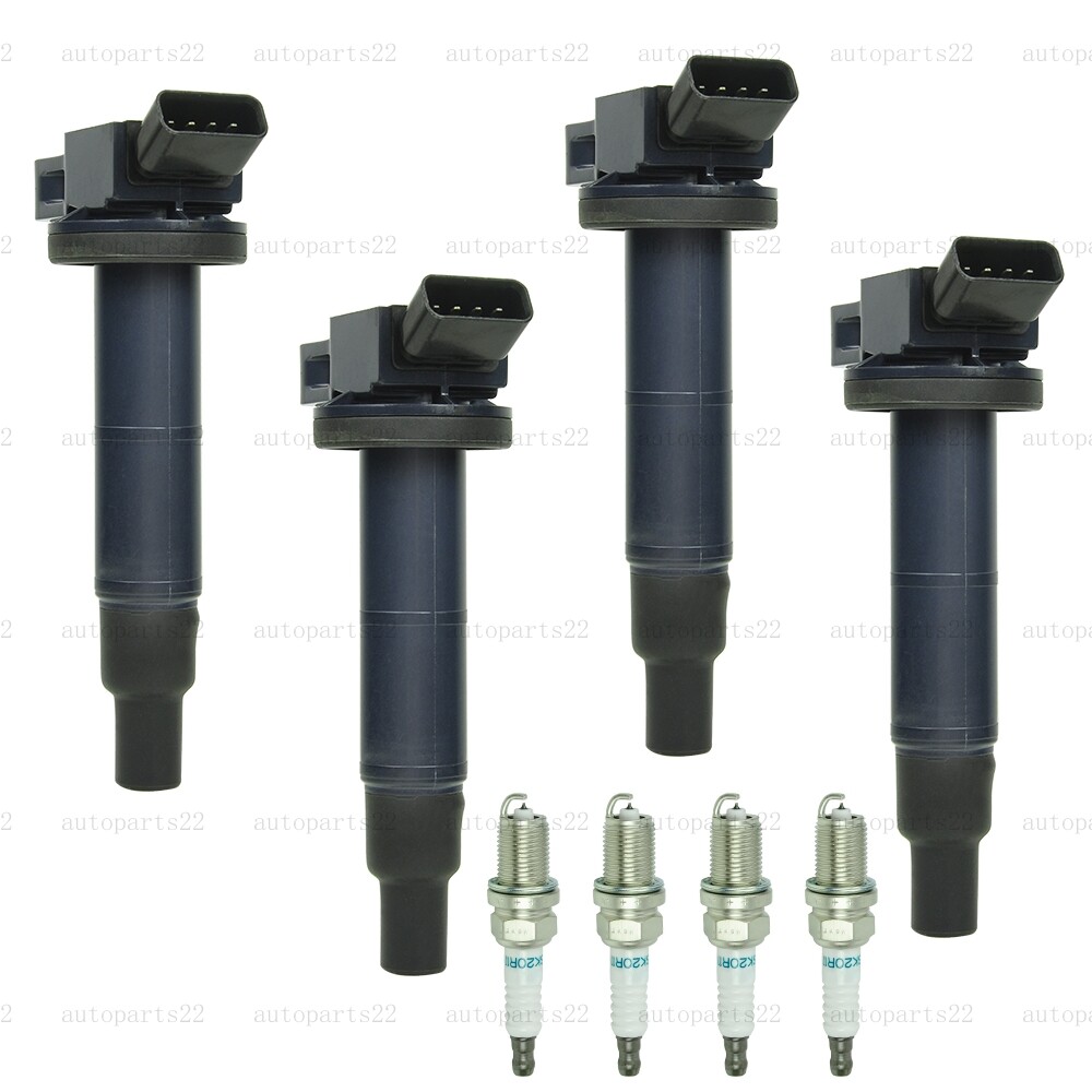 OEM UF333 4x Ignition Coil & 4x Iridium Spark Plug For 2002-11 Toyota Camry 2.4L