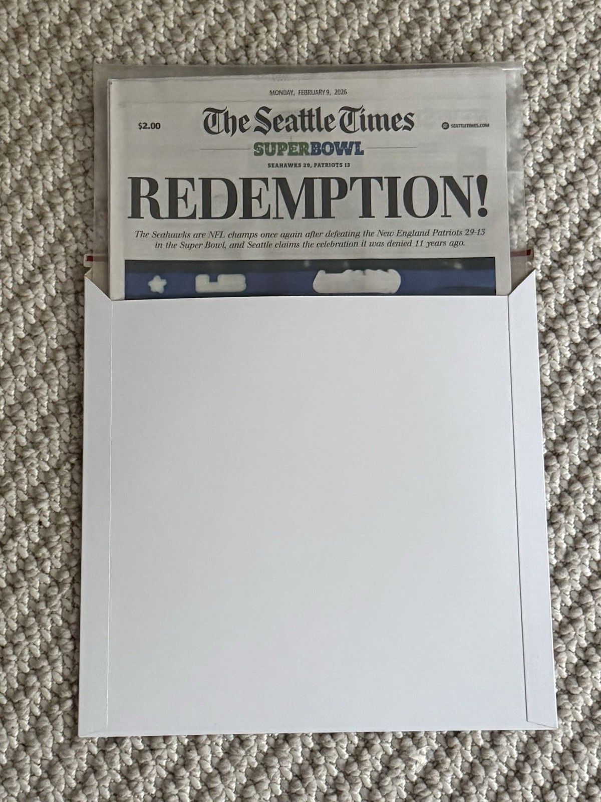 The Seattle Times Newspaper - Seahawks Super Bowl Redemption 2/9/2026 - NEW