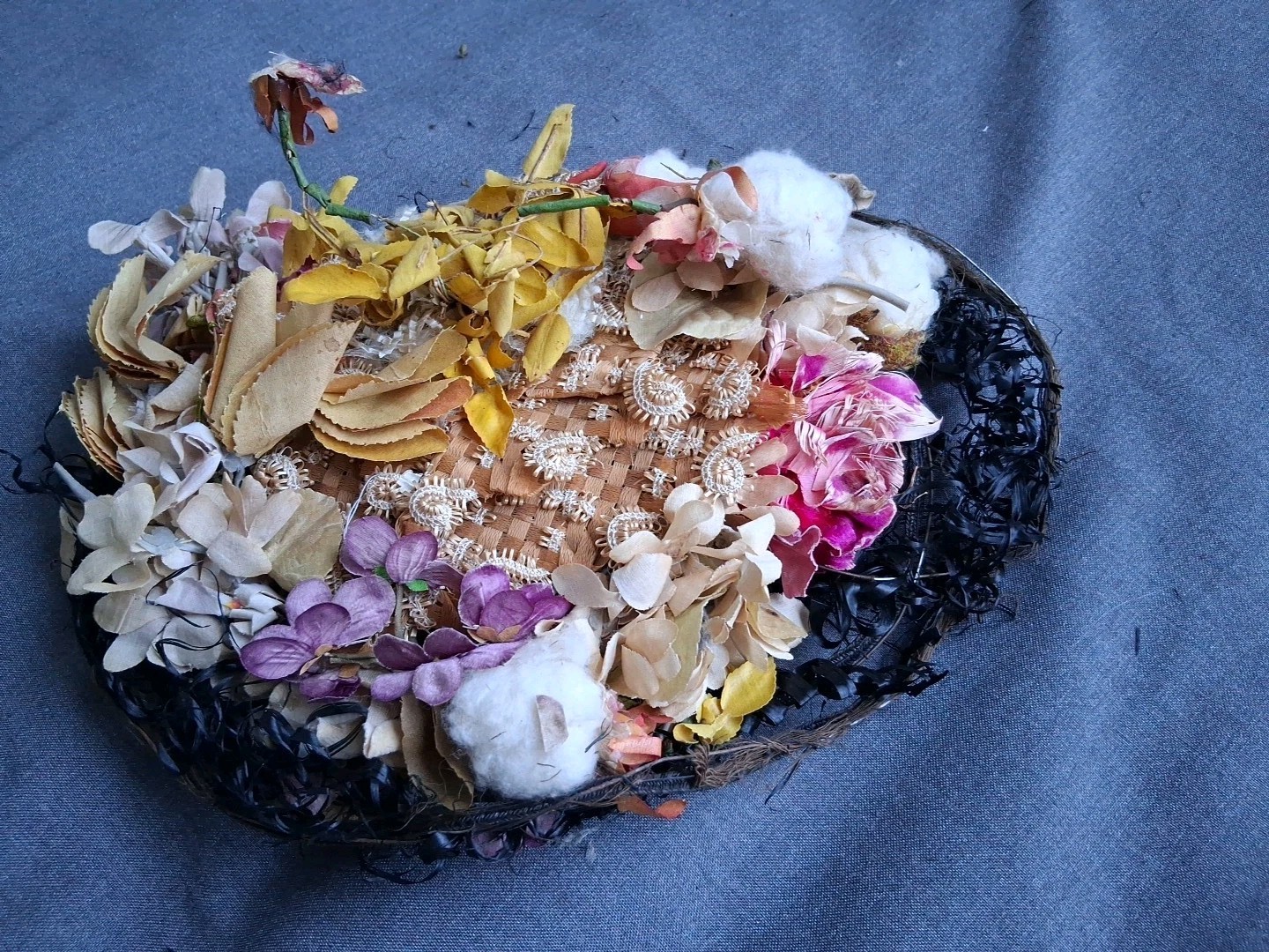 Vintage As Is Women Hat Replacement Millinery Trims Multicolor Flowers Cottons +