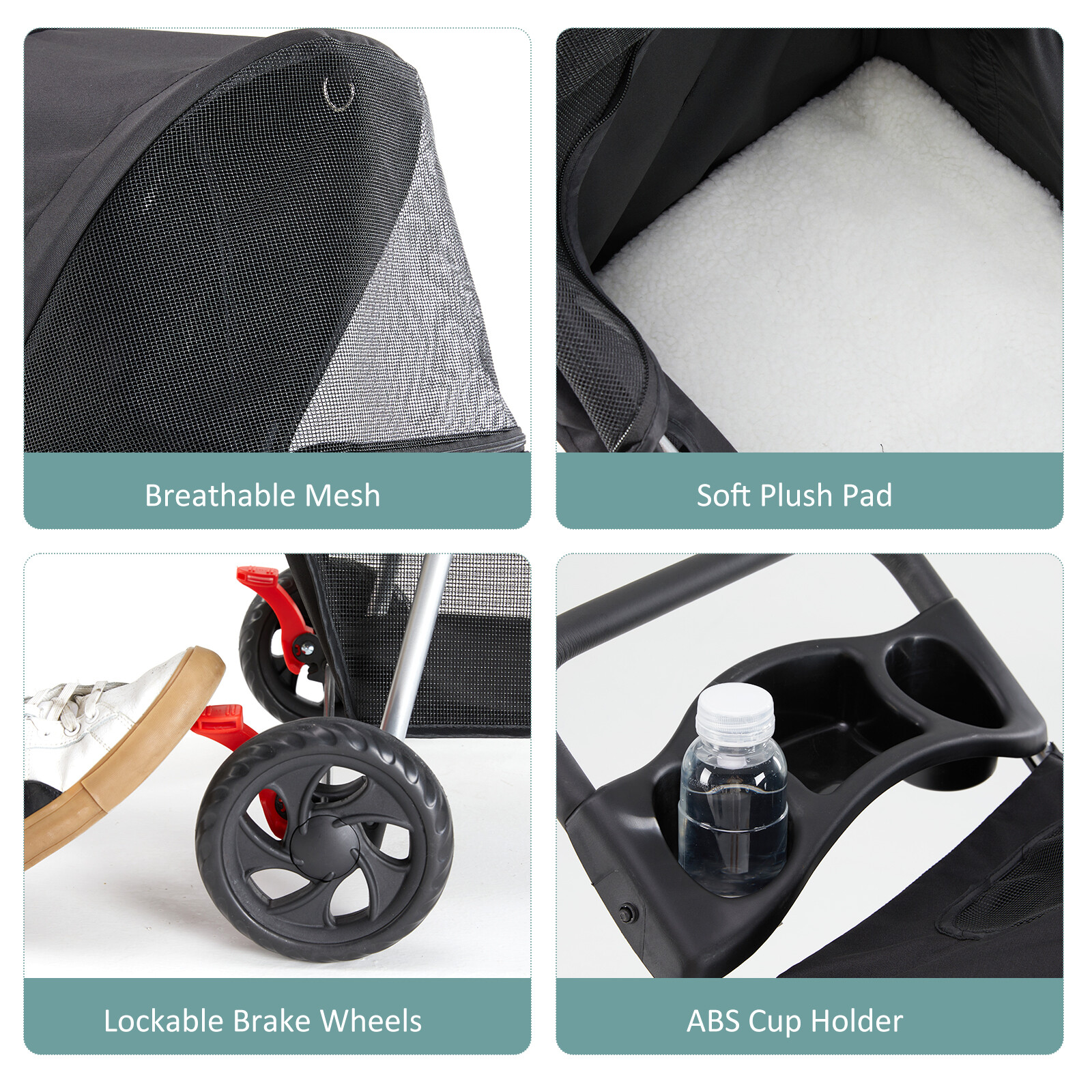 Foldable Pet Stroller for Small to Medium Dogs and Cats with Compact and Sturdy