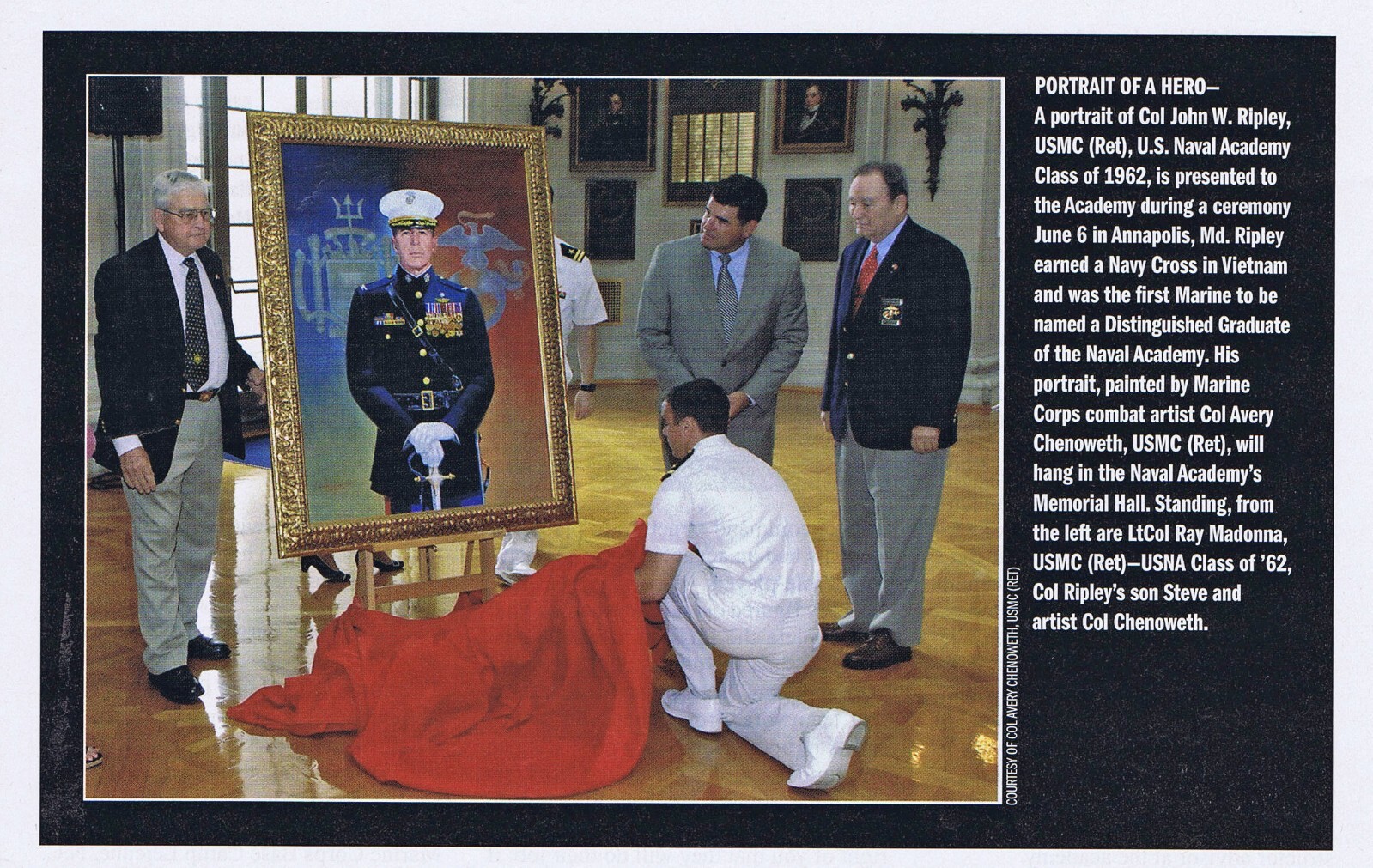 USNA 20x30 Print SIGNED by Colonel John Ripley USMC Navy Cross recipient w/COA