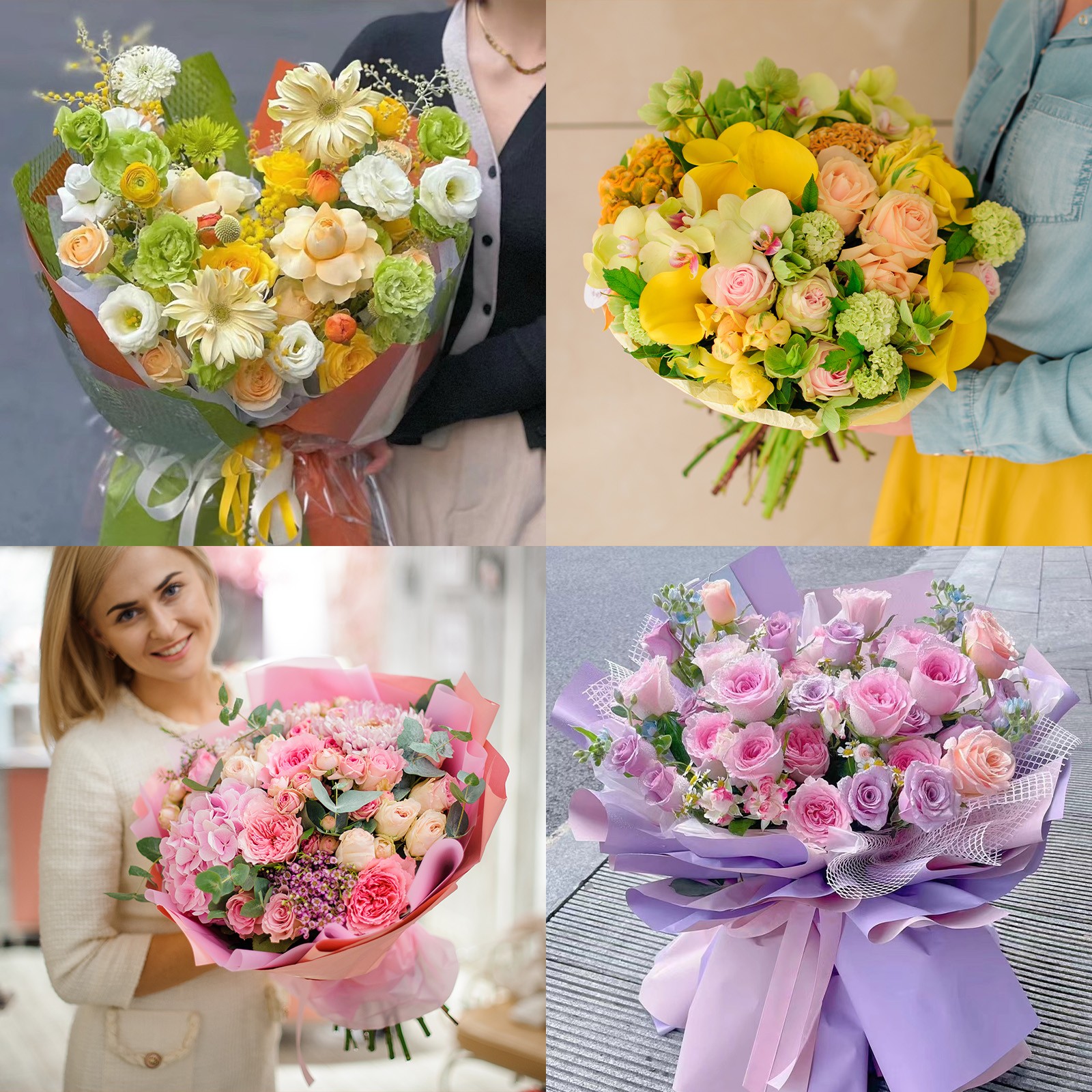 20 Sheets Flower Wrapping Paper, Flower Bouquet Paper, Black