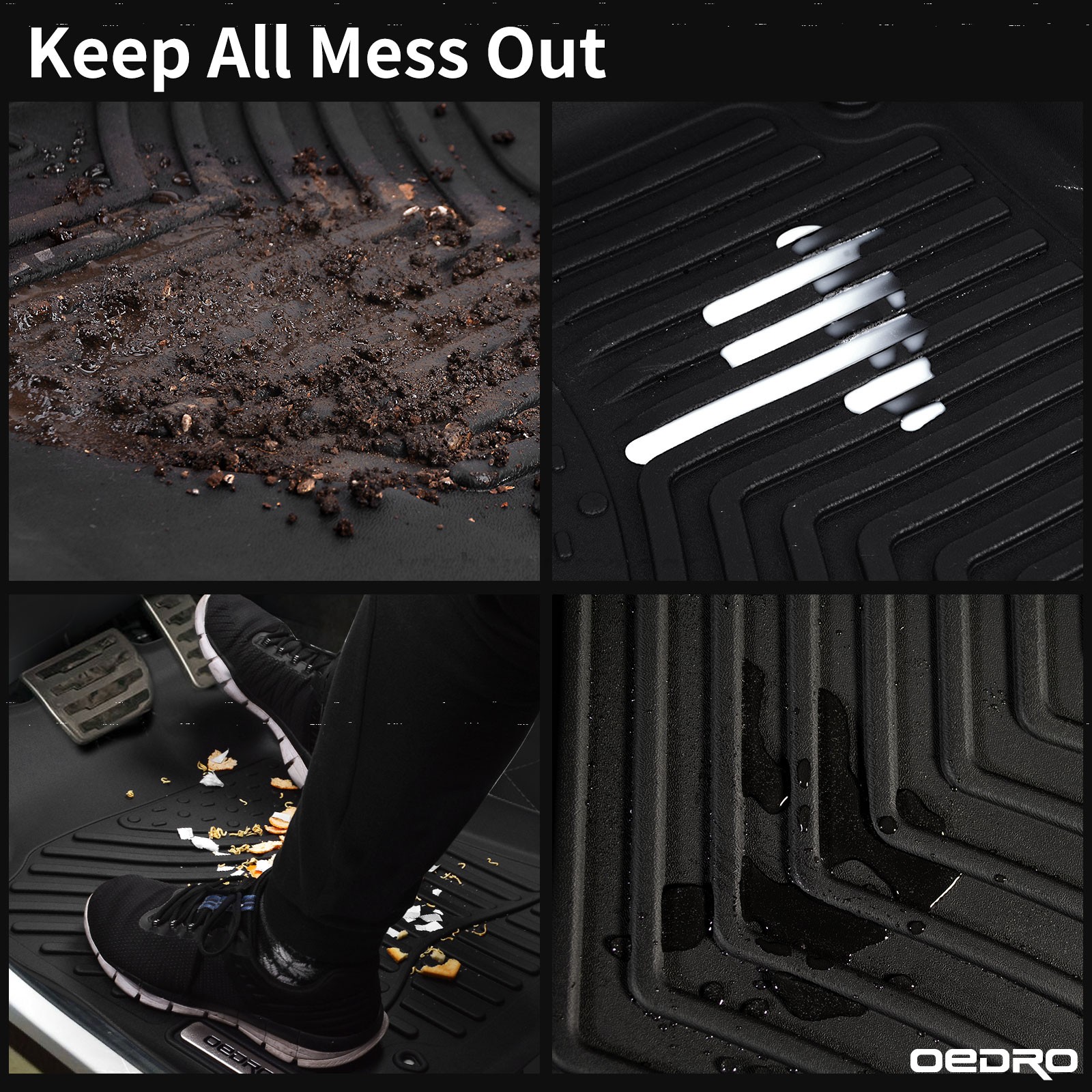 Floor Mats for 2017-2024 Nissan Titan Crew Cab TPE All-Weather 2 Row Liners