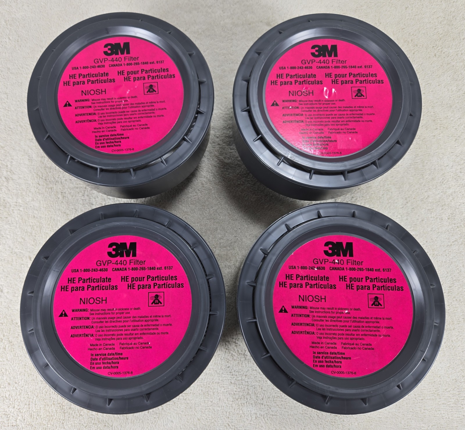 Lot of 4 - 3M GVP-440 GVP PAPR HE Particulate Filter - NEW