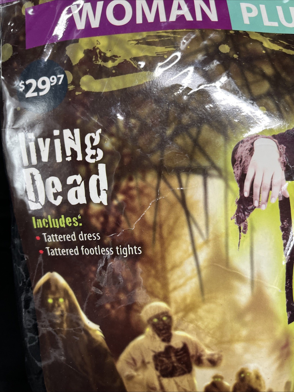 Fun World Living Dead Costume Adult Womens 16w-20w Scary Zombie B2341