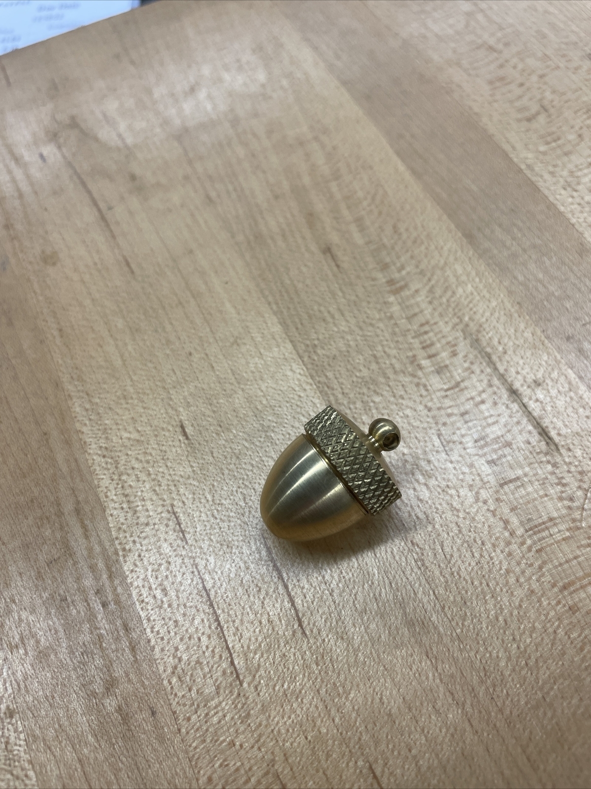 ACORN pendant , Vial , Pill box opens, unscrew top, Canister. Solid Brass