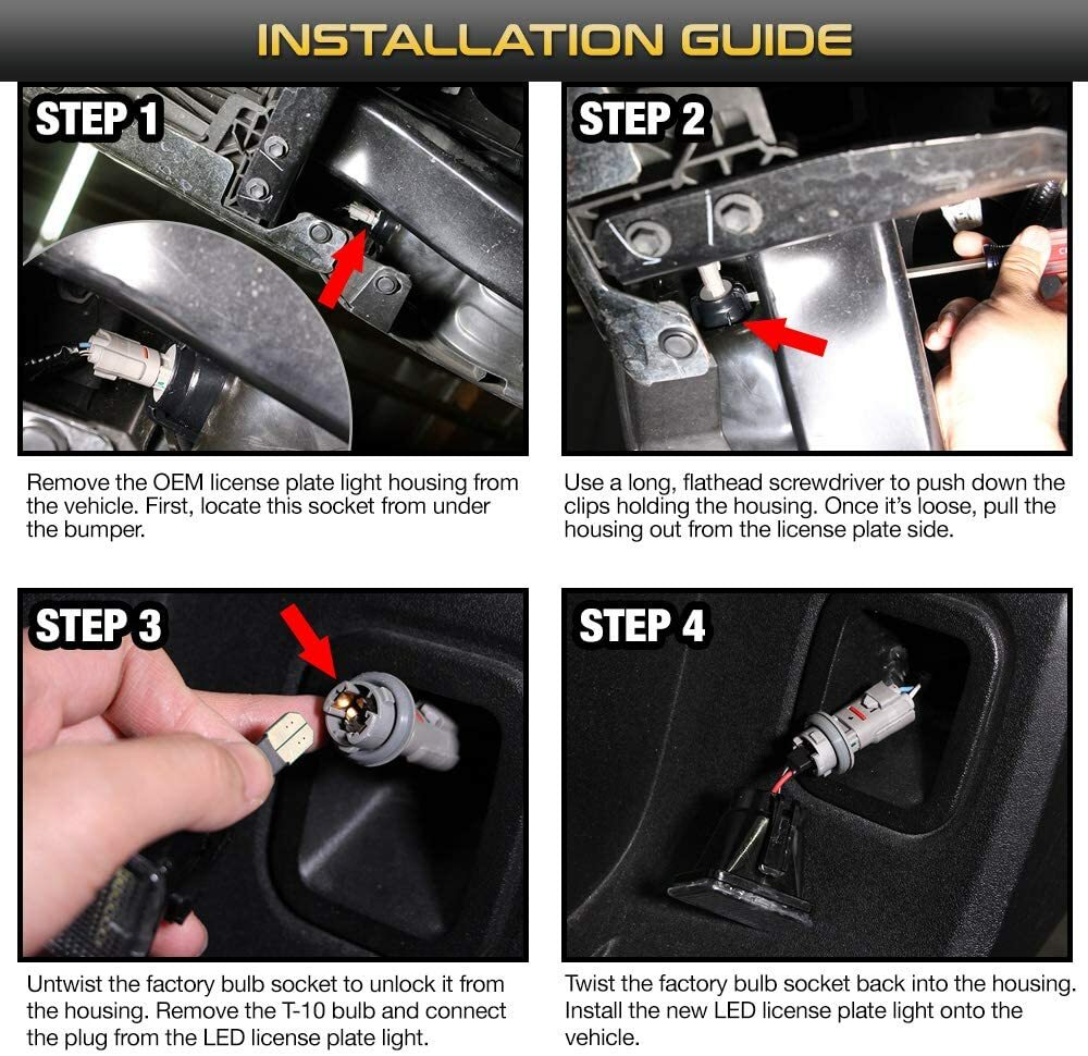 2-Pieces LED License Plate Lights For 2016-2023 Toyota Tacoma & 2014-2021 Tundra