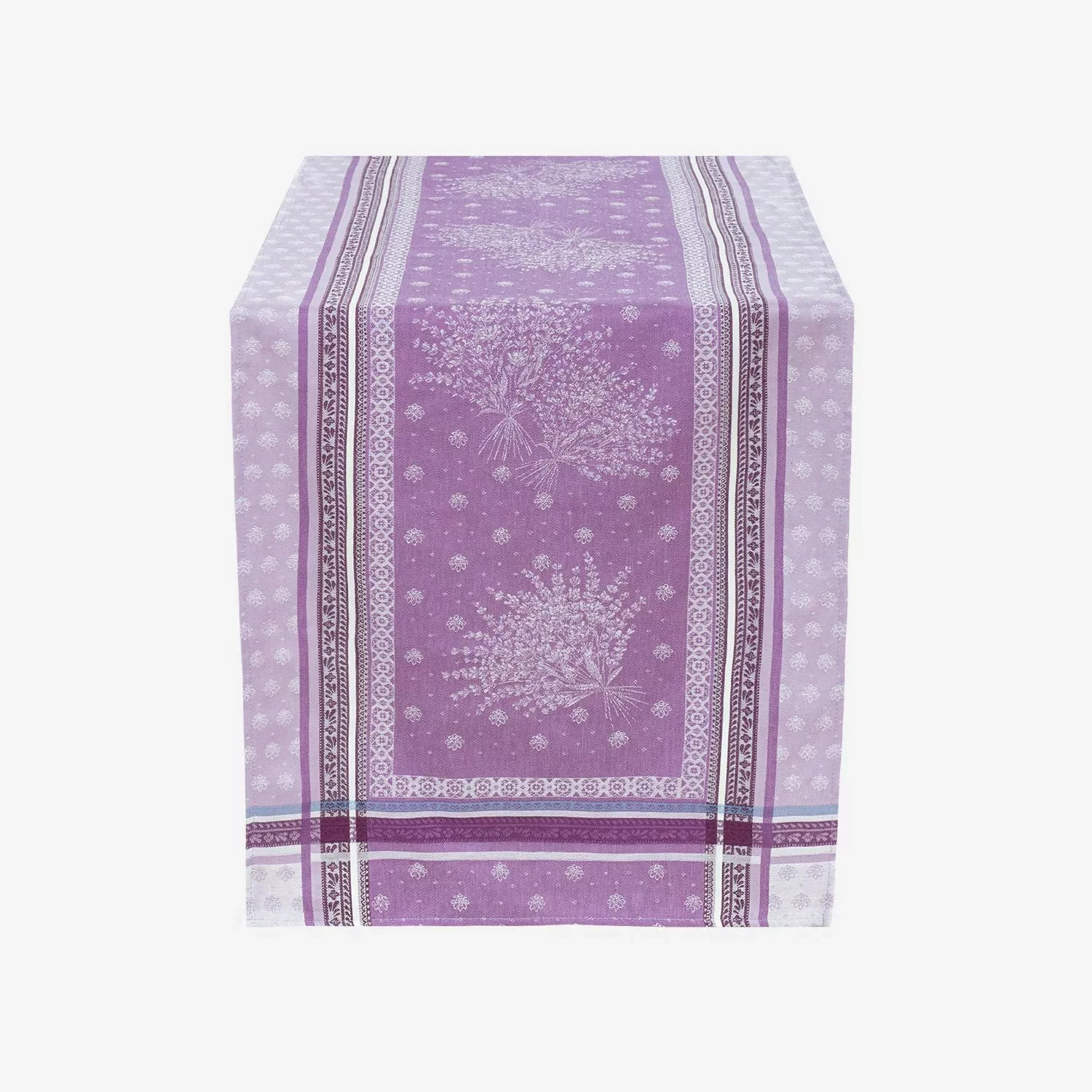 French Provencal Jacquard Runner Flowers & Lavender Purple 20X63- Made in France