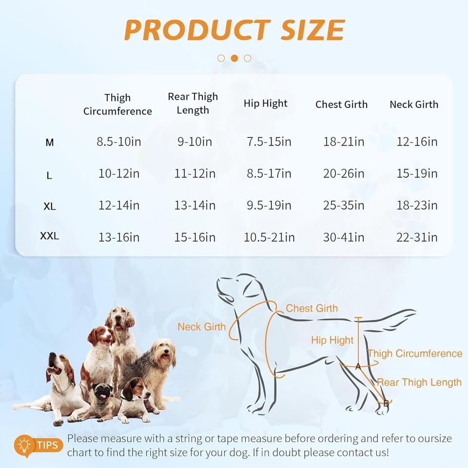 Brand New Dog ACL Brace Hind Leg Adjustable Leg and Hip (X-Large) Wrap Harness