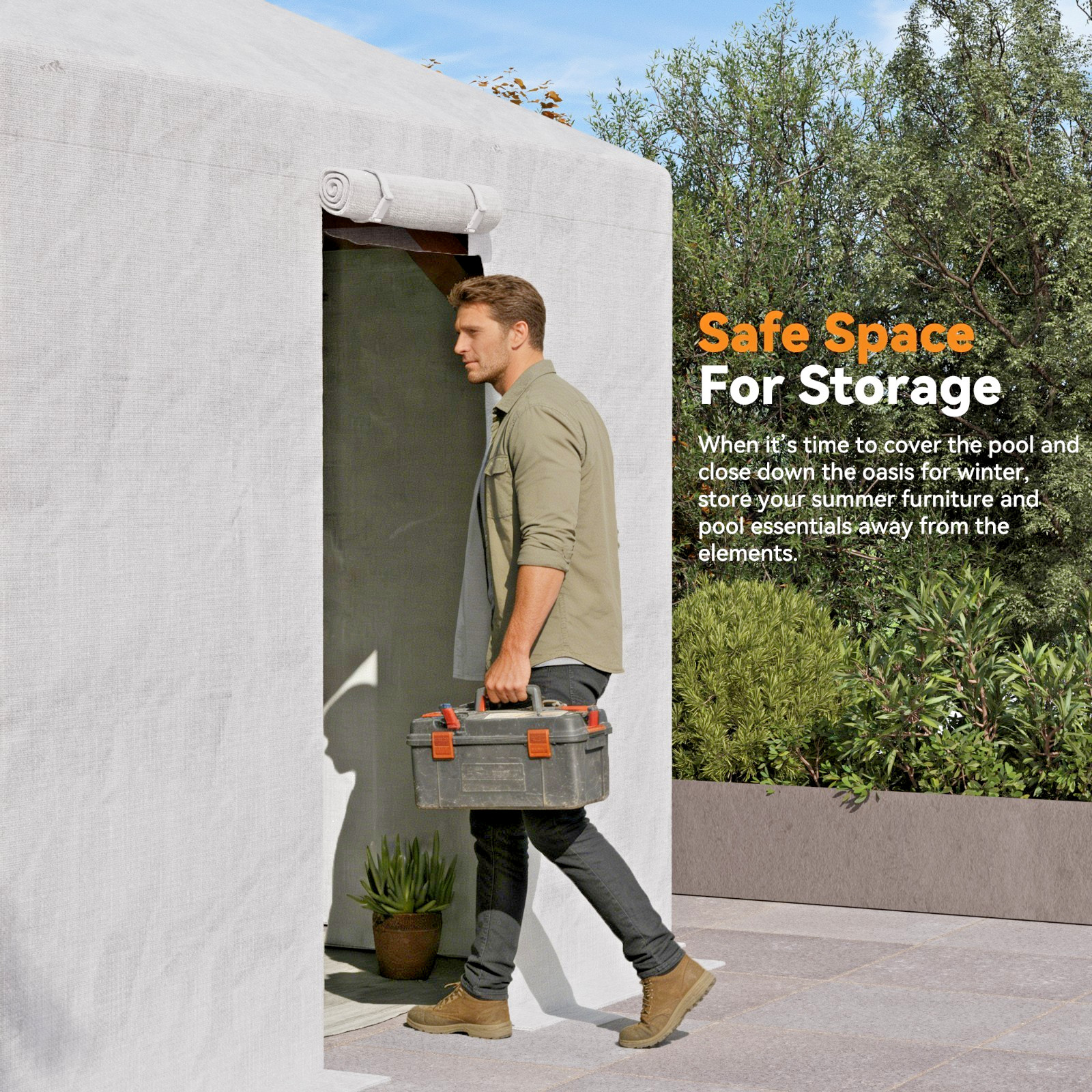 Universal Winter Gazebo Cover Waterproof w/Sidewalls and Mesh Windows (White)