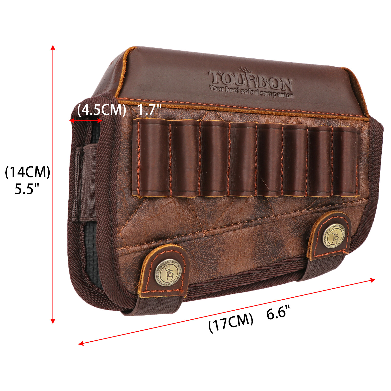 TOURBON PU Leather Rifle Buttstock Cover Padded Cheek Riser Rest Ammo Holder US