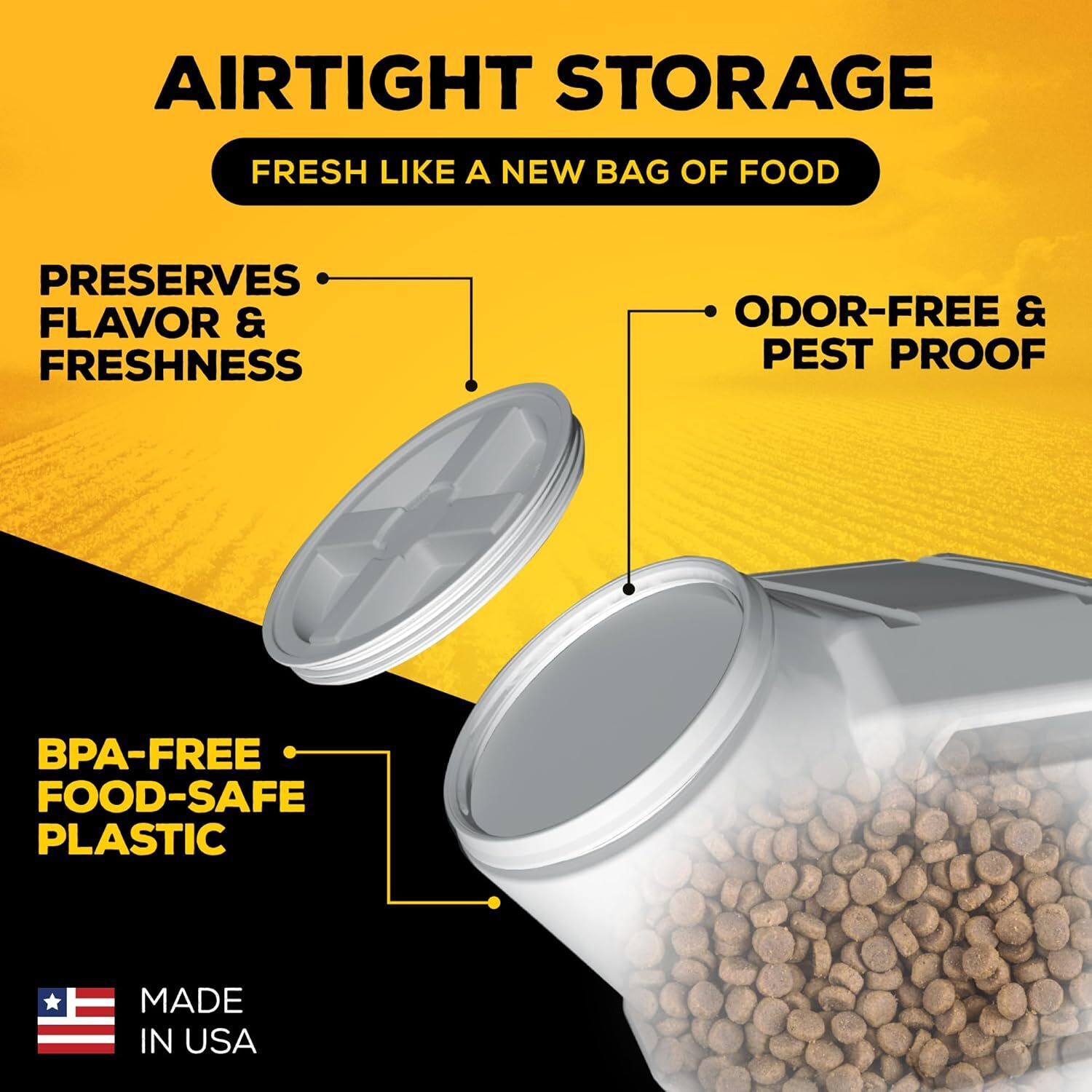 Airtight Dog Food Storage Container - Holds up to 50 lbs. of dry pet food