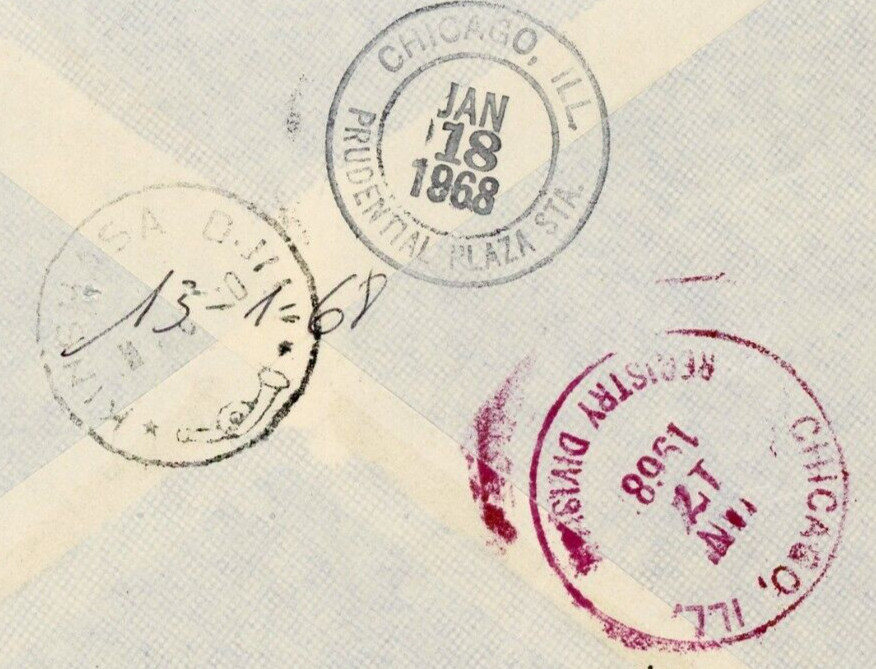 1968 Republic Congo Postage Stamps Air Mail Cover Chicago IL World Festival