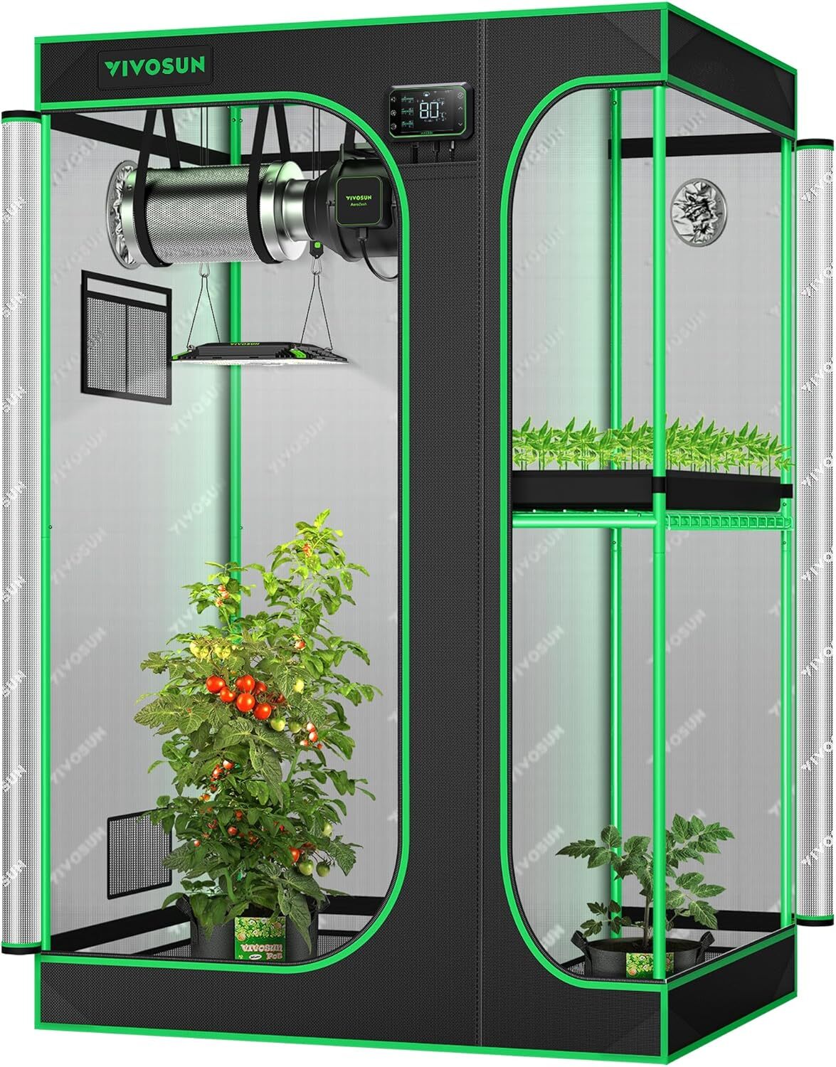 VIVOSUN 2-in-1 Indoor Hydroponic Grow Tent Multi-Chamber D325/D436/D548/D948