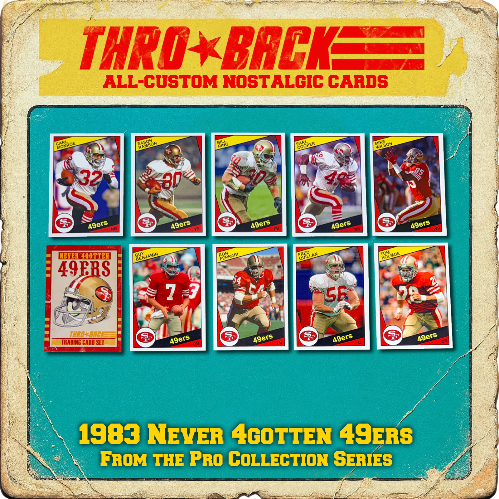 THROBACK custom Football 1984 10-card Set 1983 San Francisco 49ers never-made