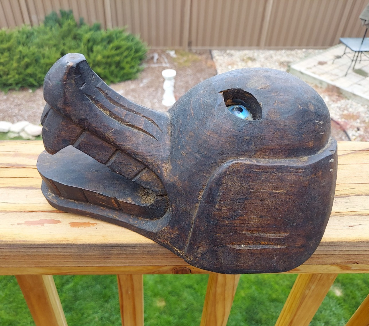 Vintage Mexico / Central American Carved WOLF Mask