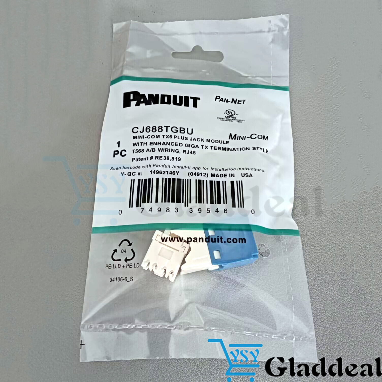 For Panduit Giga TX Cat6 jack blue CJ688TGBU BOX OF 50. Free shipping！