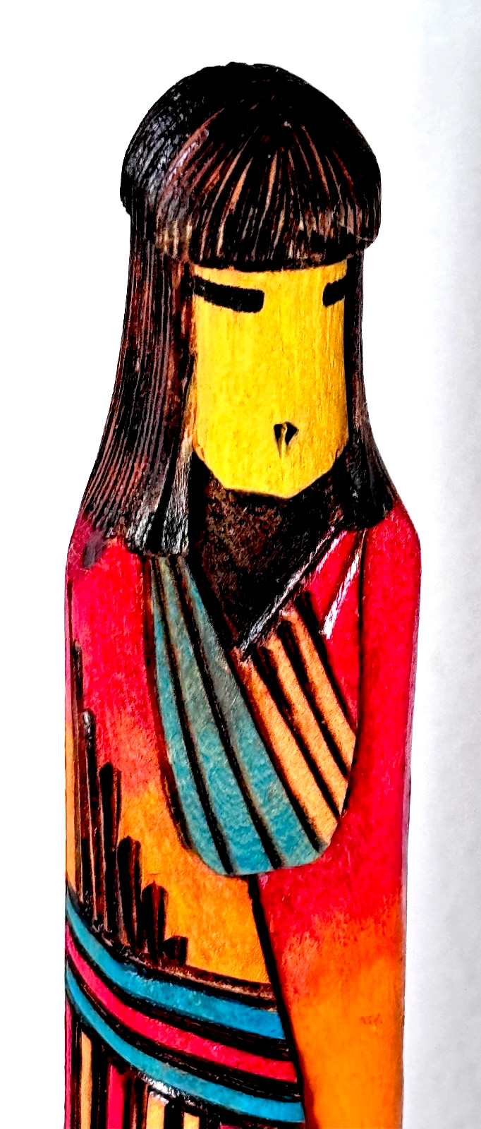 Hopi Kachina Native American Yellow Corn Maiden Signed Carved Cottonwood 14" + T