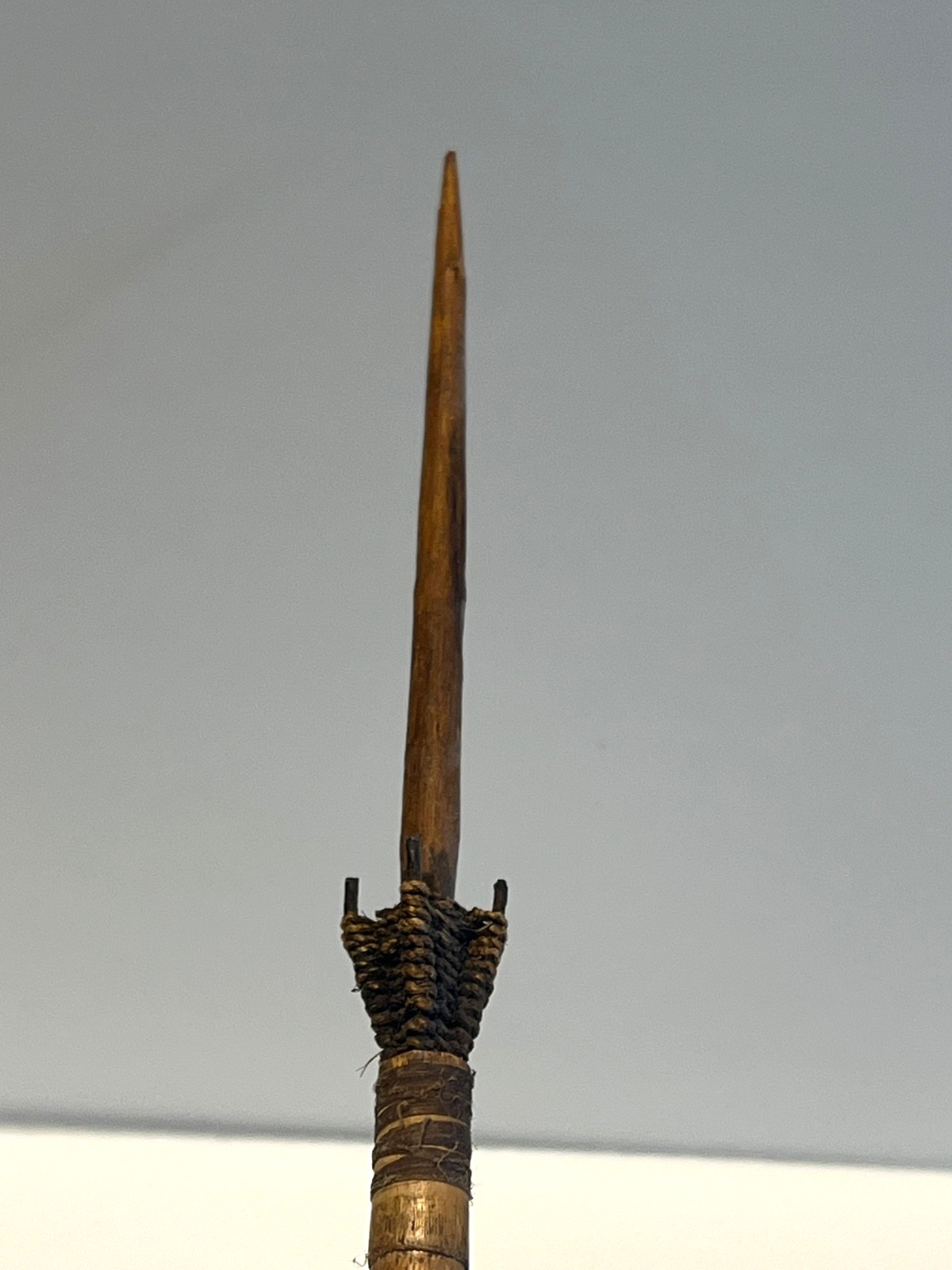 Original Native American Indian Arrow; Wood Tip; Feathers; Sinew; #B2