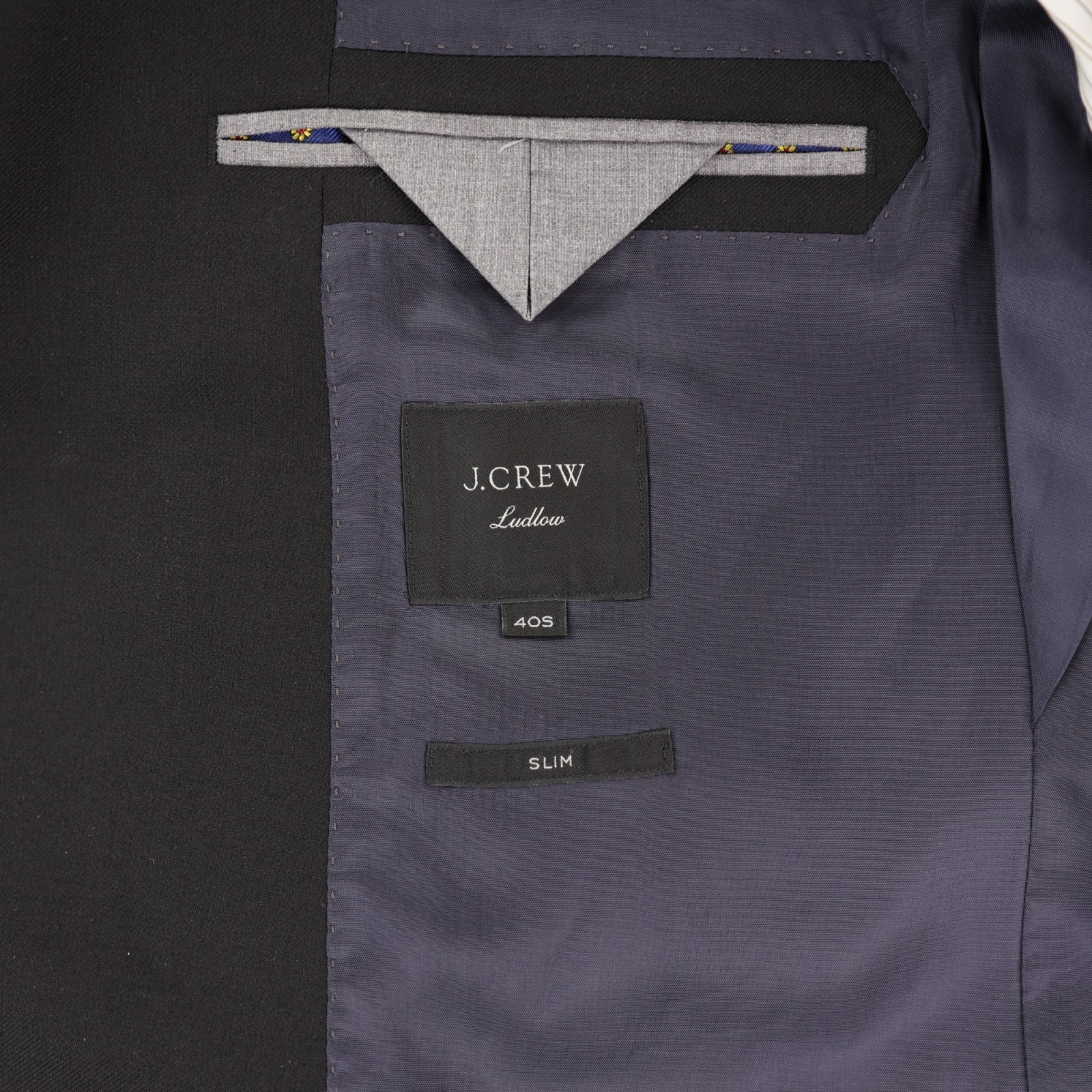 J Crew Ludlow Slim Suit Jacket Stretch Four-Season Wool Size 40S Black Blazer