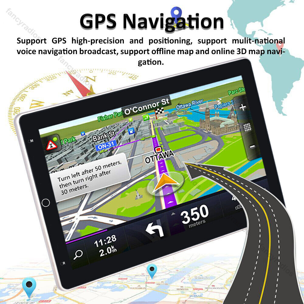 Double 2Din Rotatable 10.1'' Apple Carplay Android 13 Car Stereo Radio GPS Wifi