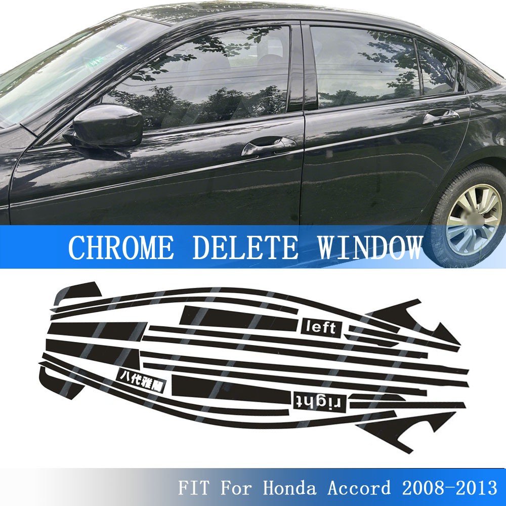 Glossy Black Chrome Delete Window Trims For Honda Accord 2008-2013