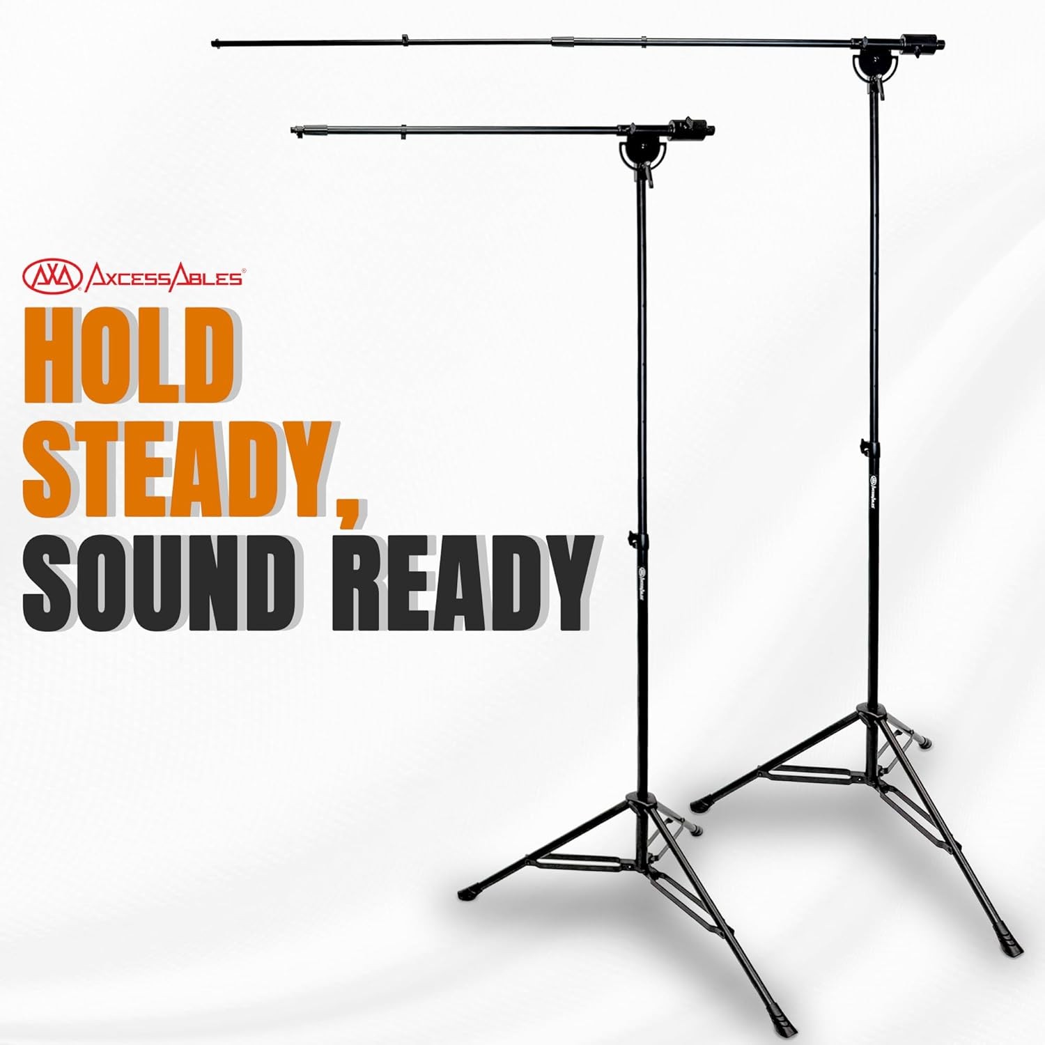 AxcessAbles AXCMB-T Heavy Duty Microphone Boom Stand with Weighted Tripod Base |
