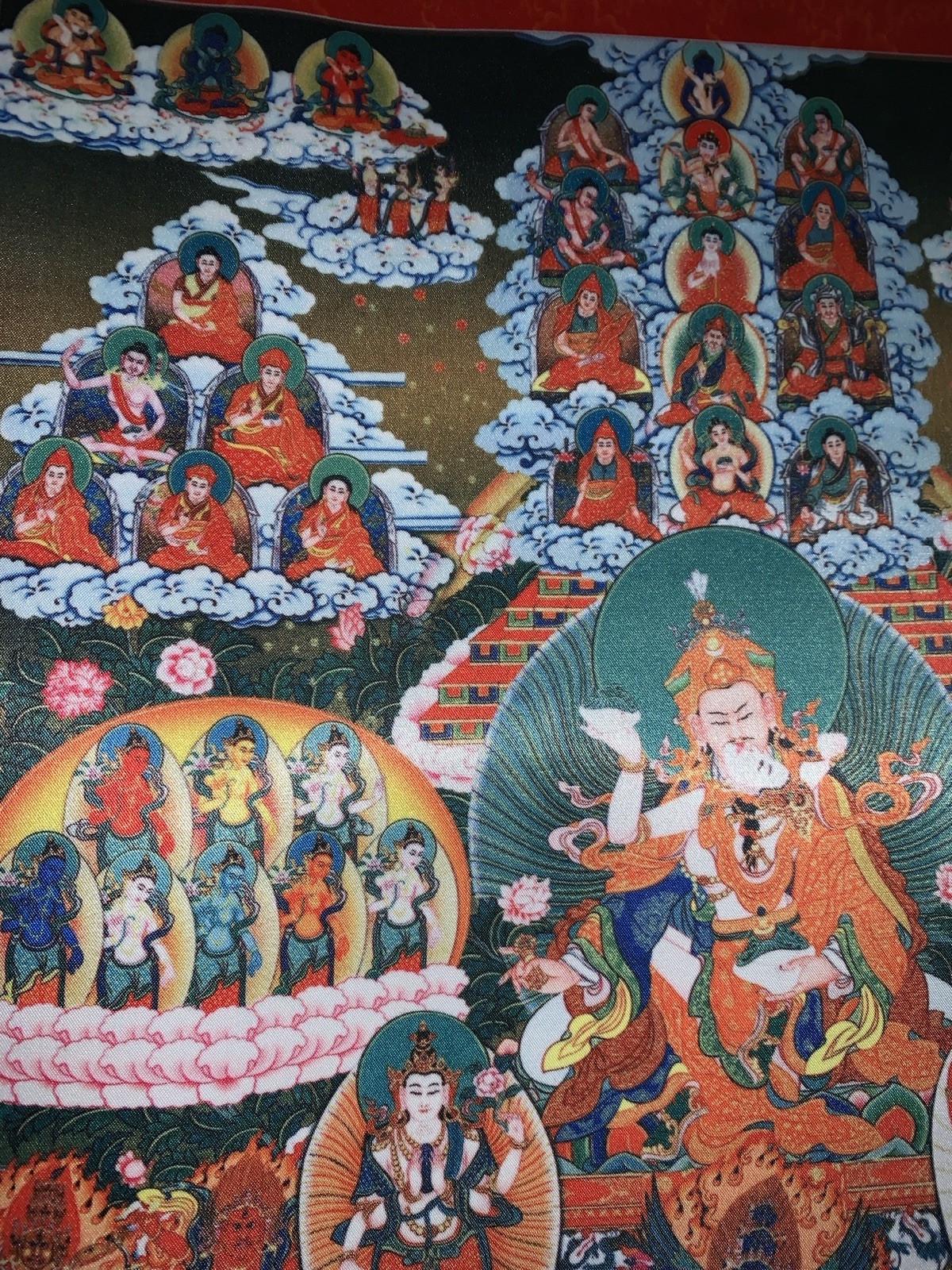 Buddha Tibetan Thangka Art 20 x 34" tapestry printed fabric nice Urgyan Chang