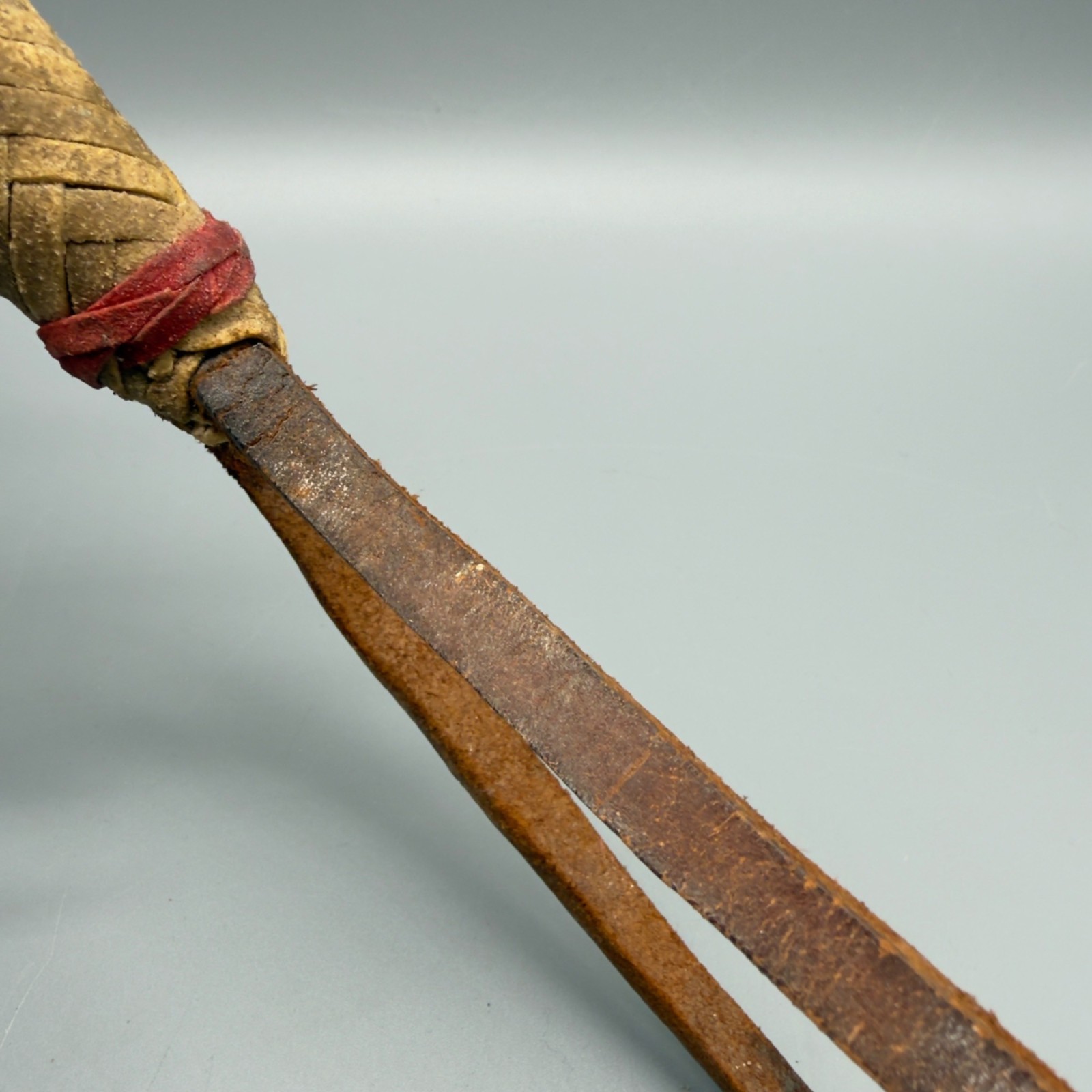 Vintage Western Leather Braided Horse Quirt Whip Cowboy Tack Rodeo Decor