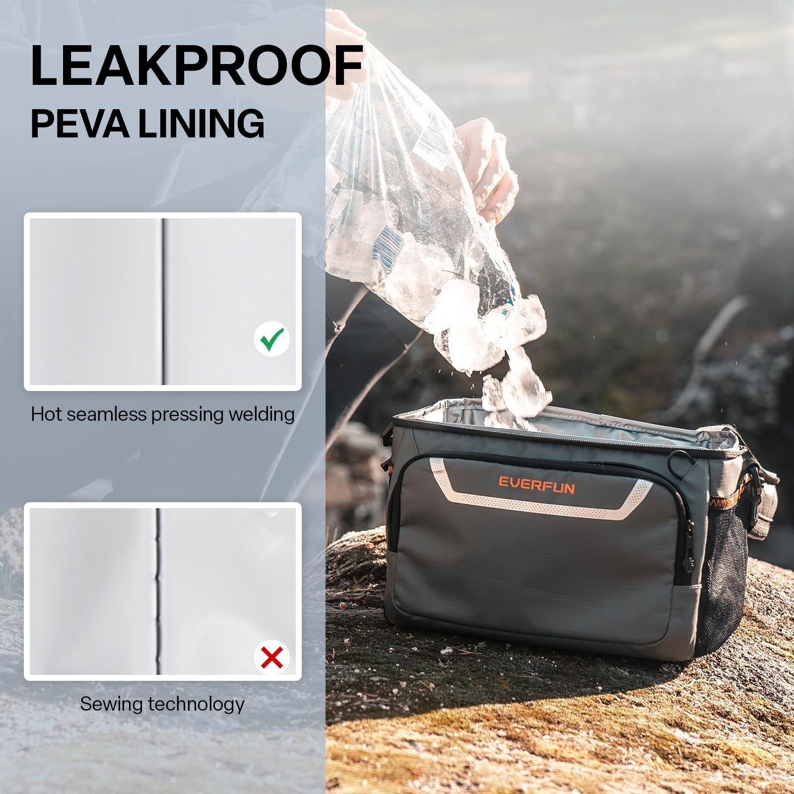 EVERFUN Small Cooler Bag 24/48 Can Insulated Lunch Box Double Deck Soft Leak-...