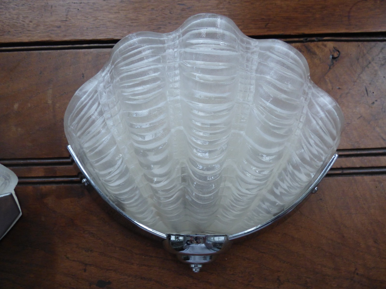 Art Deco Glass Clamshell Wall Lights