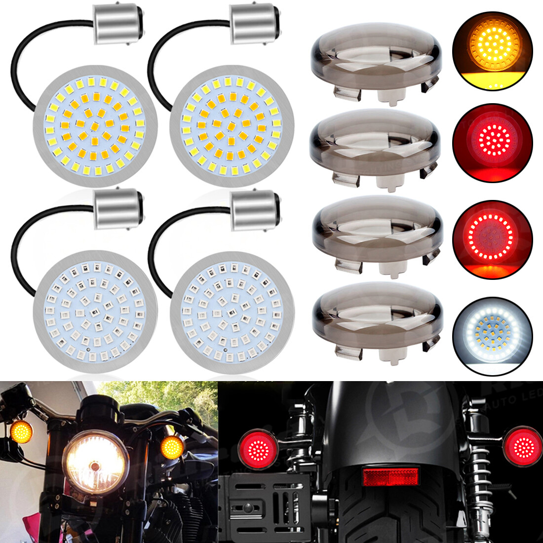 4PCS For Harley Street Glide Road King 1157 LED Turn Signal Front Rear Lights
