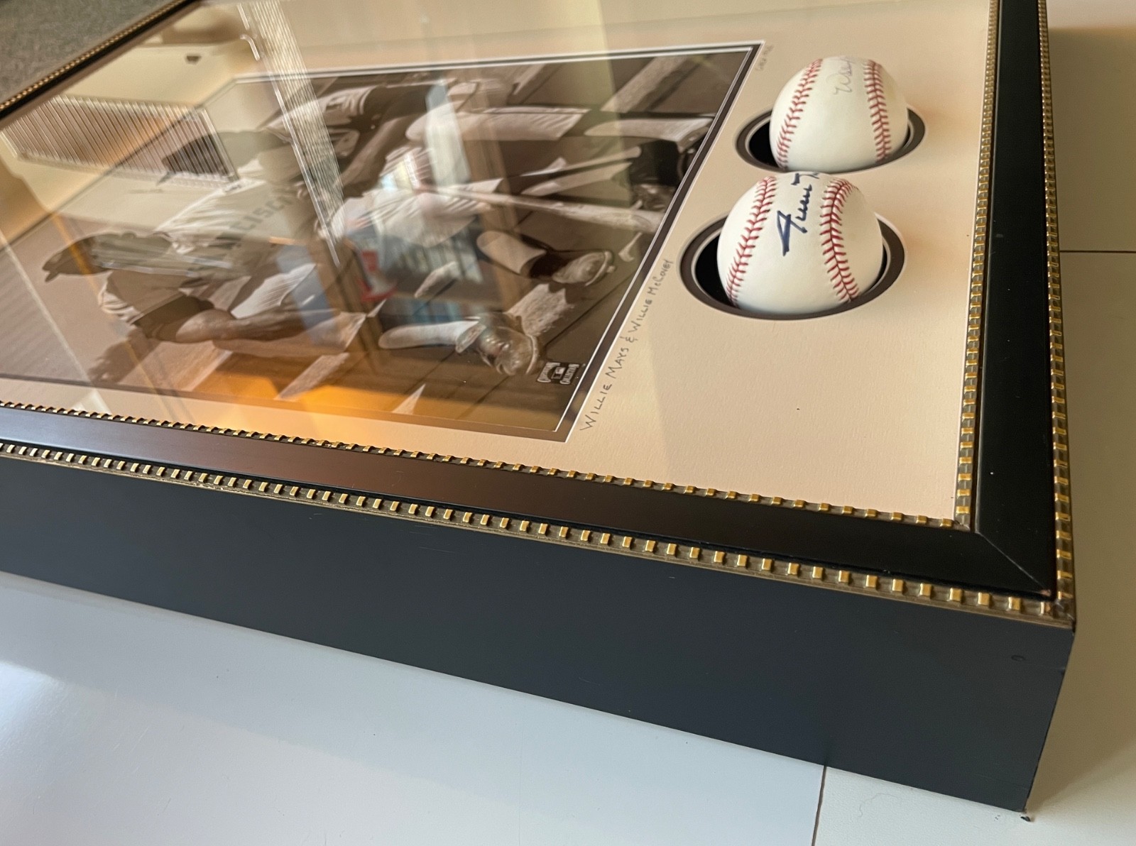 SF Giants Willie Mays & Willie McCovey Signed Baseballs framed w/photo. FREE S/H