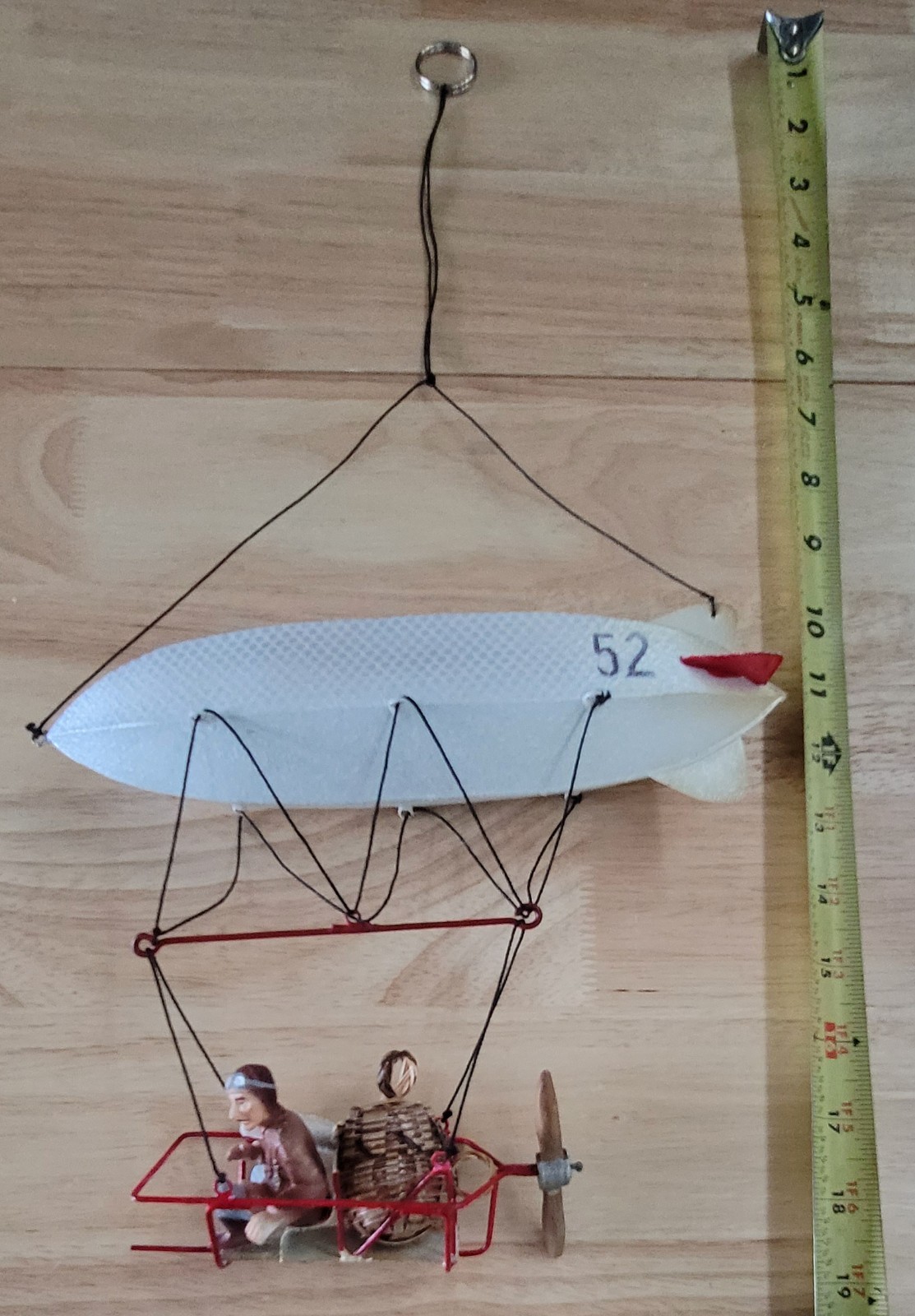 9.5" Steampunk Zeppelin, Airship Blimp Hanging Mobile Pilot Map Basket Propeller