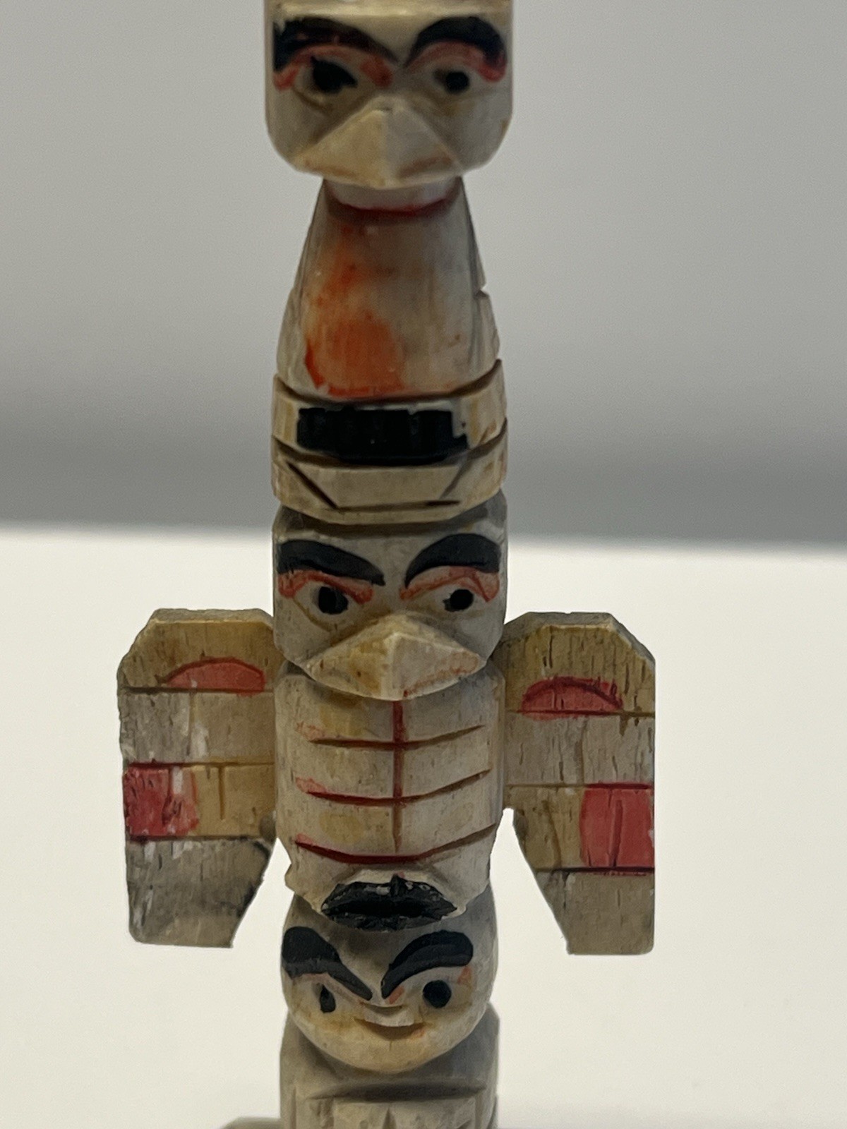 Original Inuit Eskimo Hand Carved Totem; Early 1900's; Miniature 3 1/4"; Lot #A2