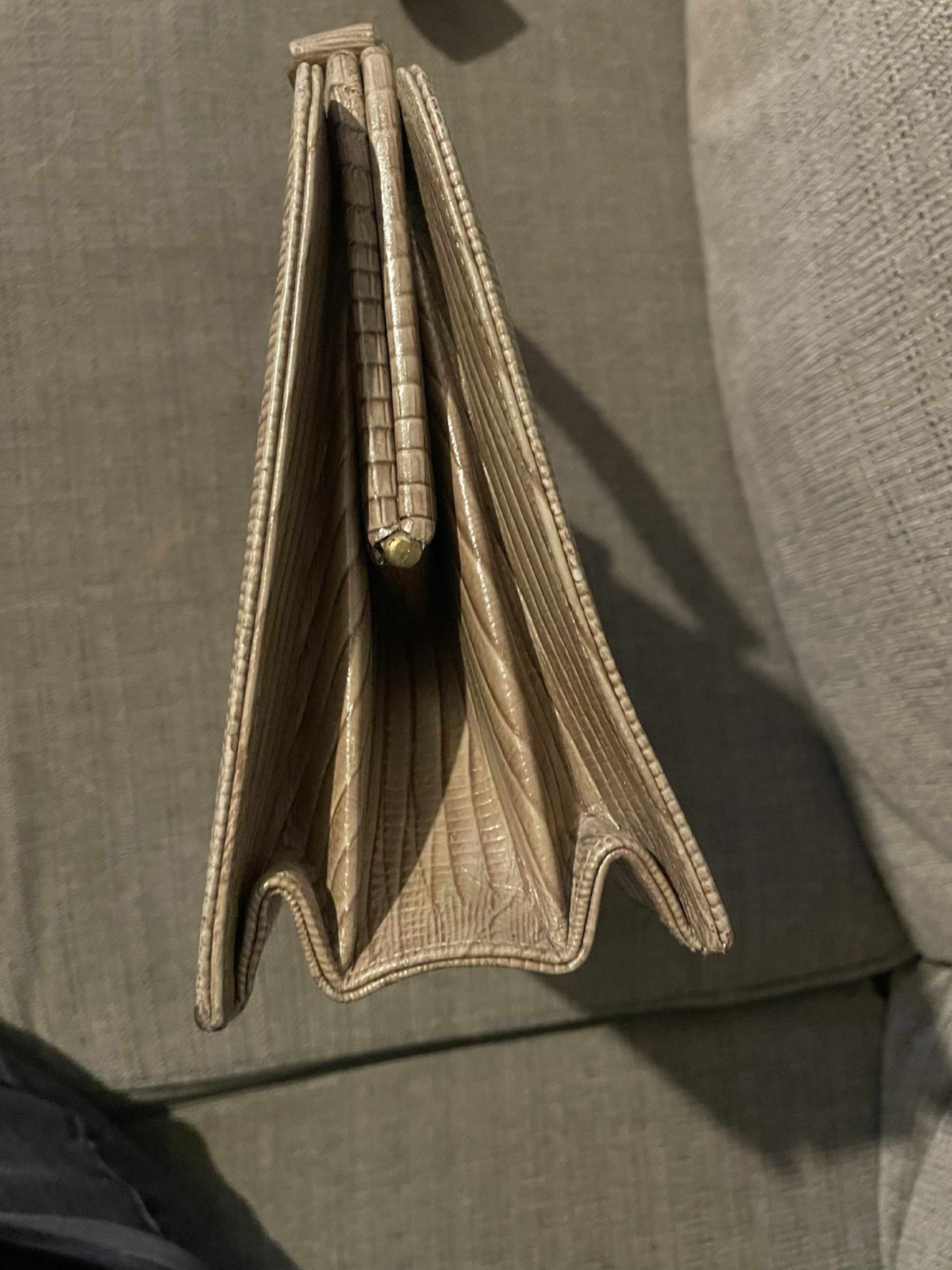 Vintage Mam 'Selle New York MidMod Lizard Textured Leather Tan Clutch Handbag