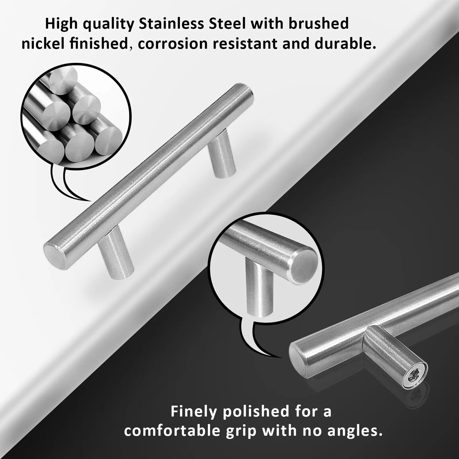 30Pack Brushed Nickel Kitchen Cabinet Handles Stainless Steel Drawer T Bar Pulls