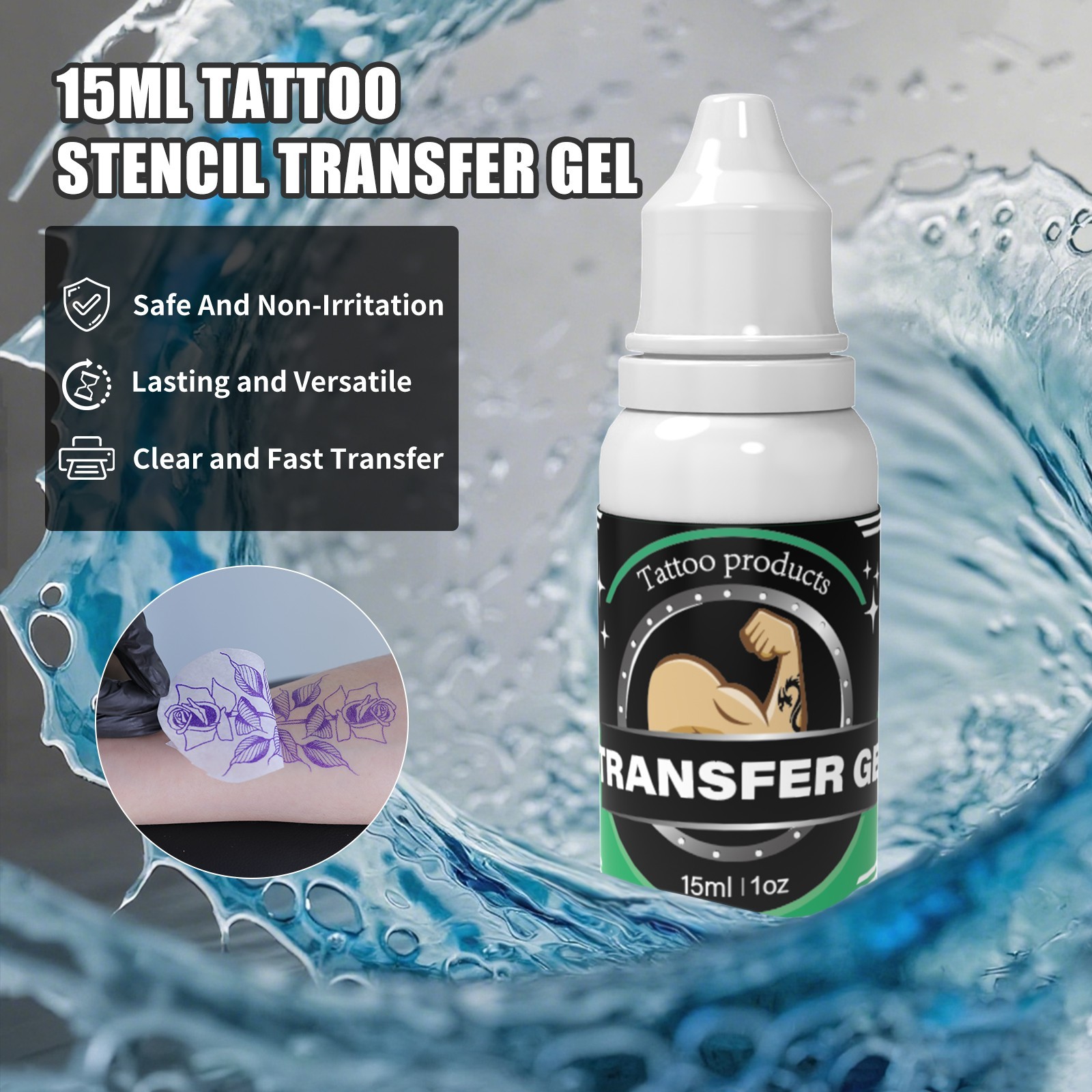 Wireless Rotary Tattoo Pen Machine Complete Kit with Ink Needles Transfer Paper