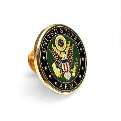 US Army Logo Round Enamel Lapel Or Hat Pin 1" (LICENSED)