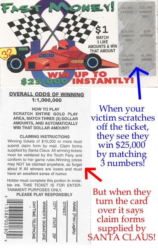 set of 25 fake lotto tickets! -- Great Gag Prank!