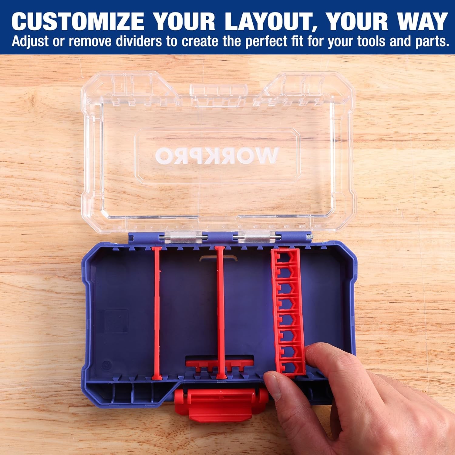 WORKPRO Small Parts Organizer 3 Pieces Portable Stackable Hardware Storage Case
