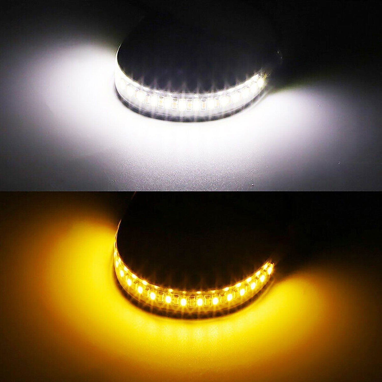 2 LED Motorcycle Turn Signals Light Blinker FORK Strip Flowing Amber Universal